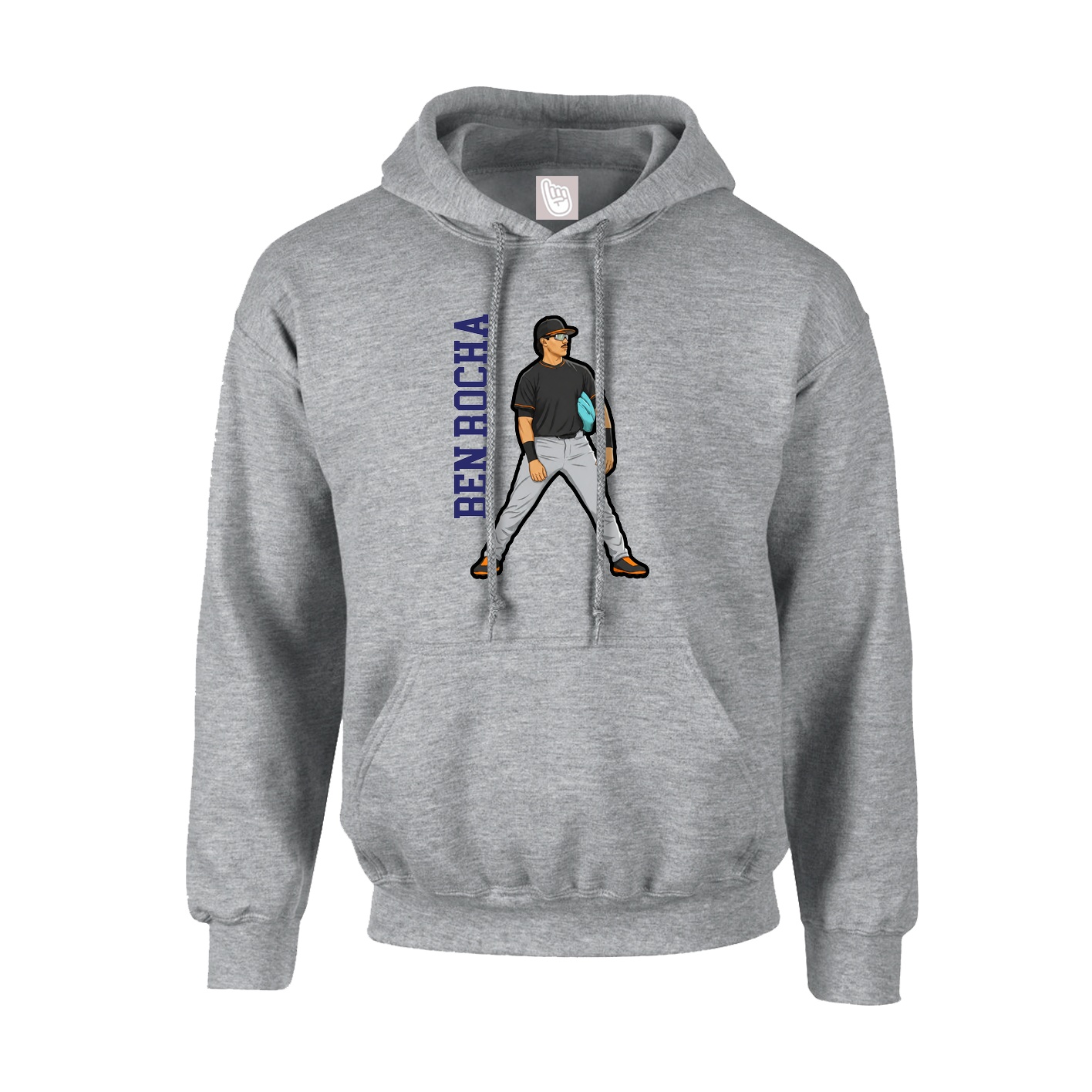 Youth Hoodie — Name Vertical in Grey