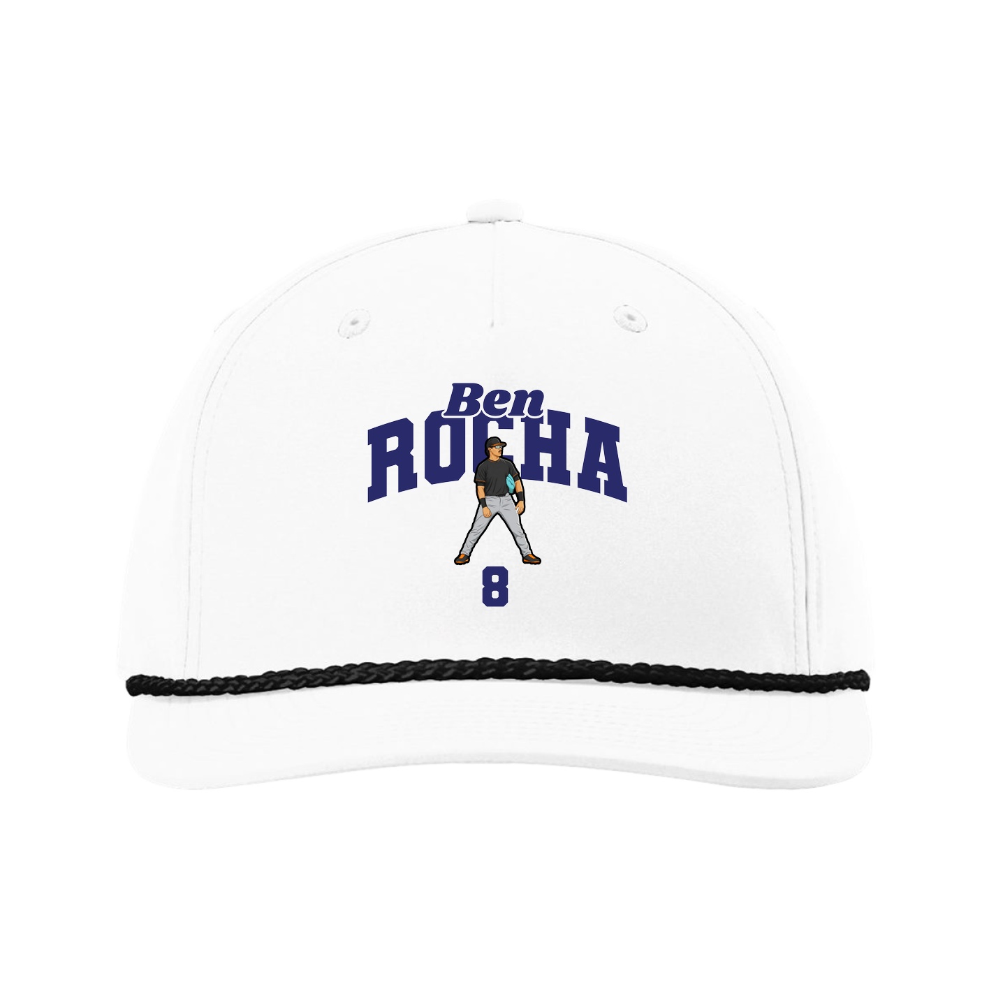 Five-Panel Classic Rope Cap — Signature Arch in White