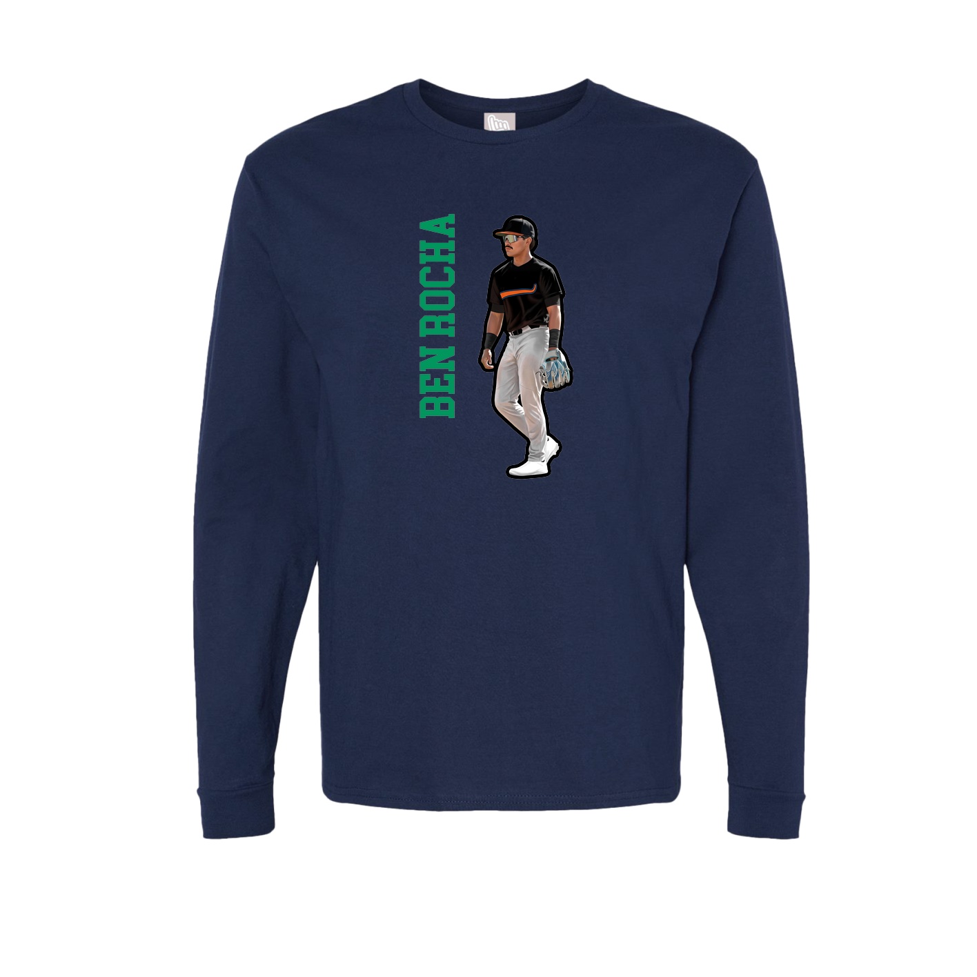 Long Sleeve Tee — Name Vertical in Navy