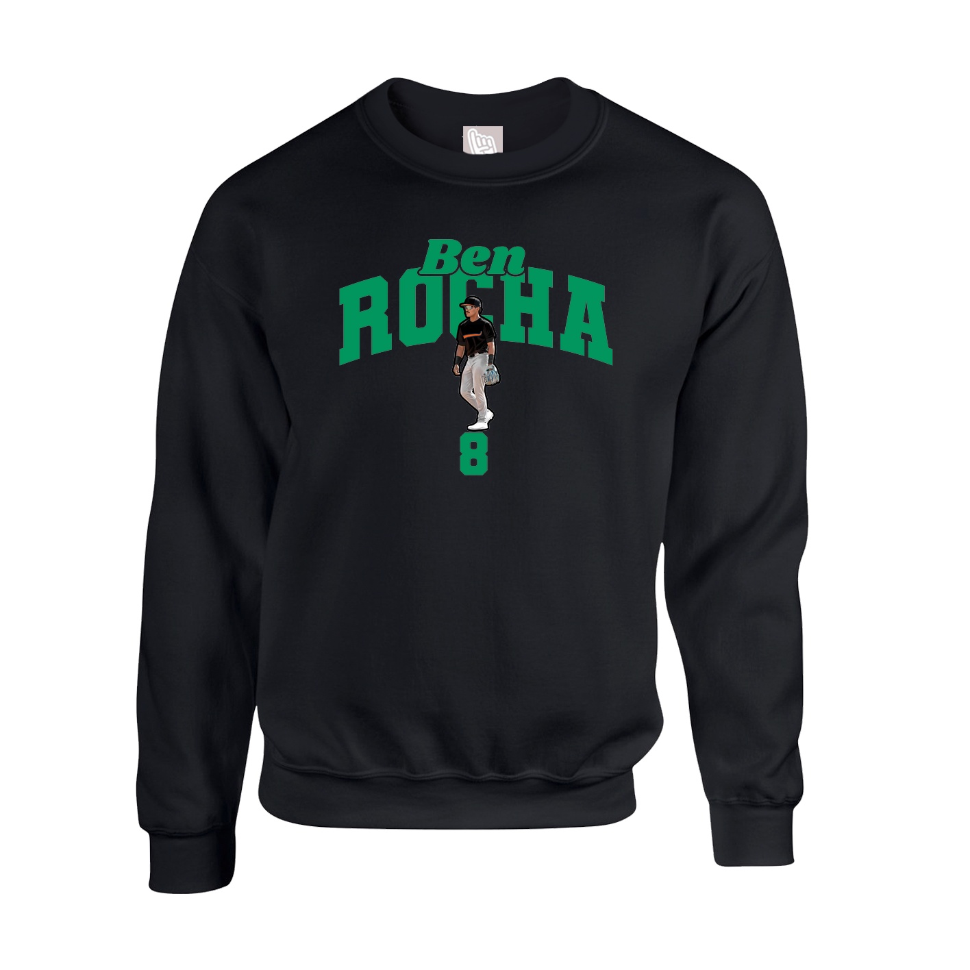 Fleece Crew — Signature Arch in Black