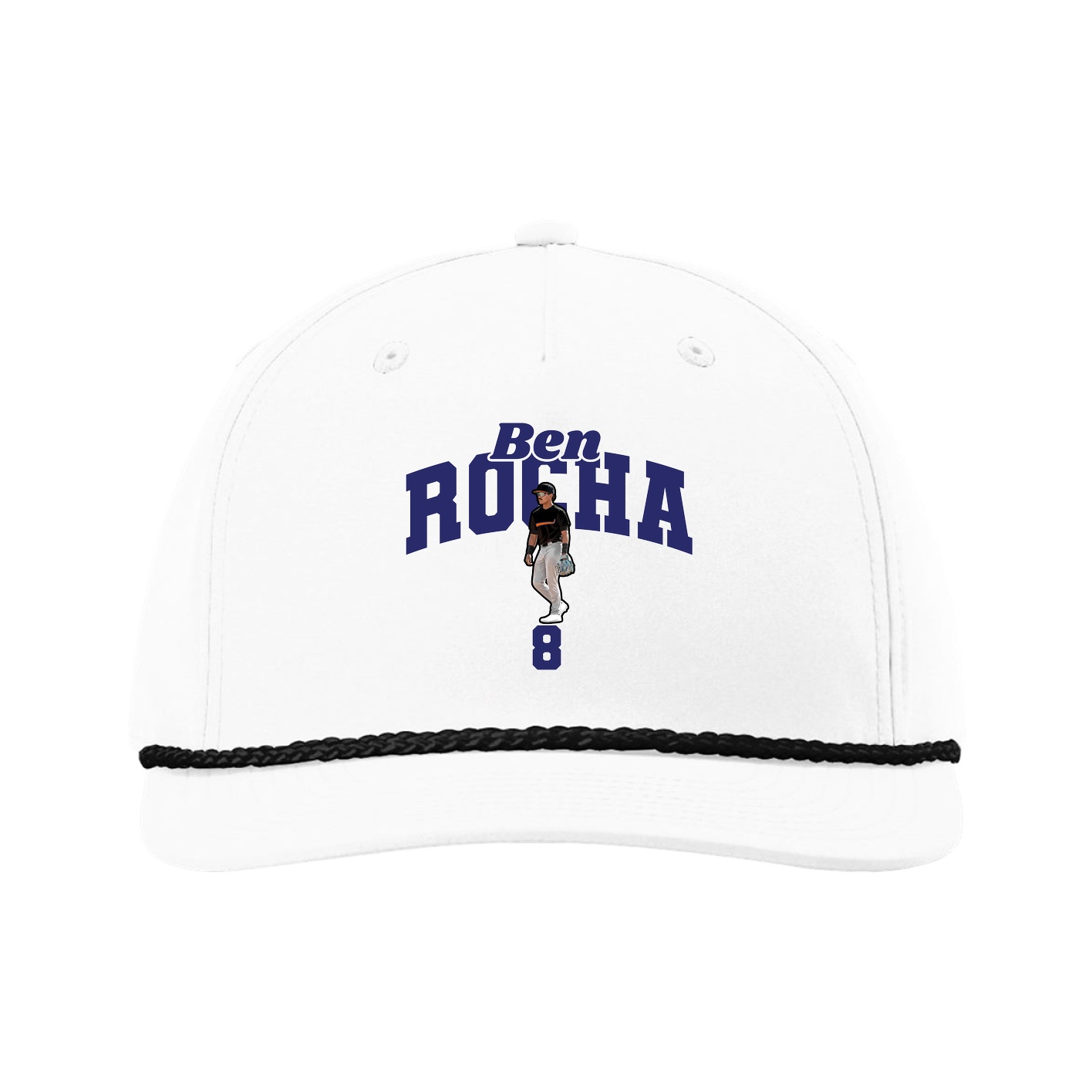 Five-Panel Classic Rope Cap — Signature Arch in White