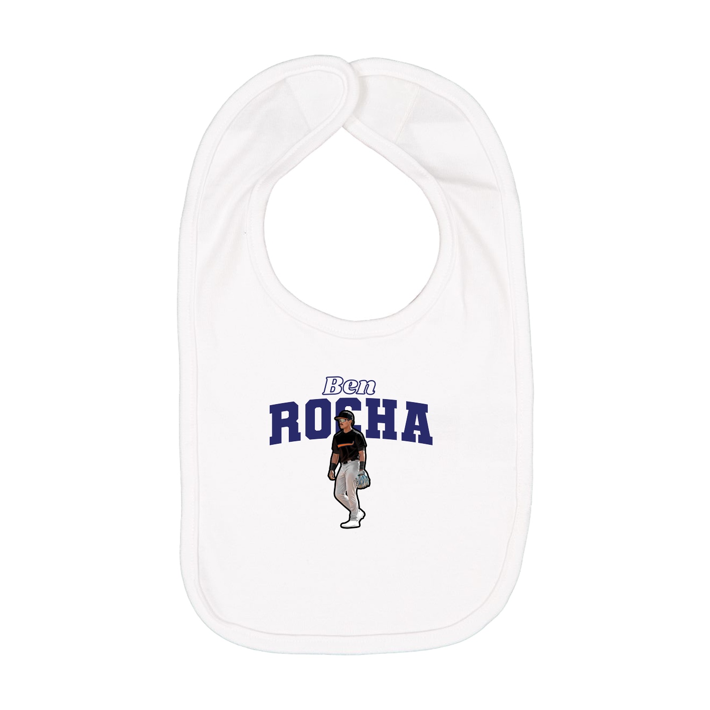 Infant Bib — Name Arch in White