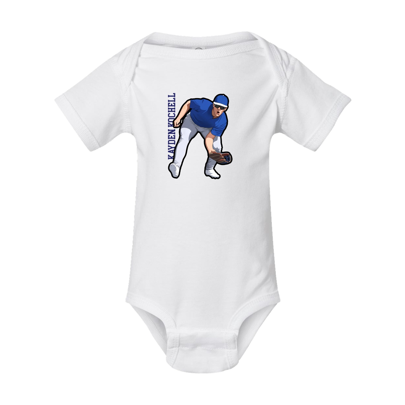 Baby Onesie — Name Vertical in White