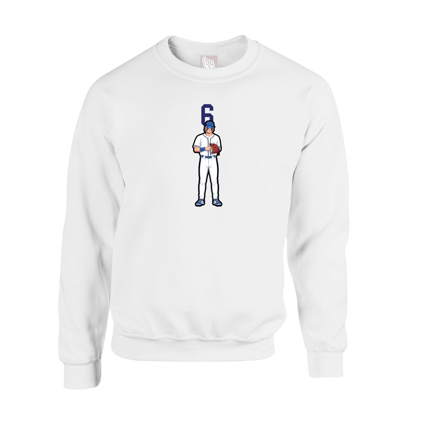 Fleece Crew — Number Top in White