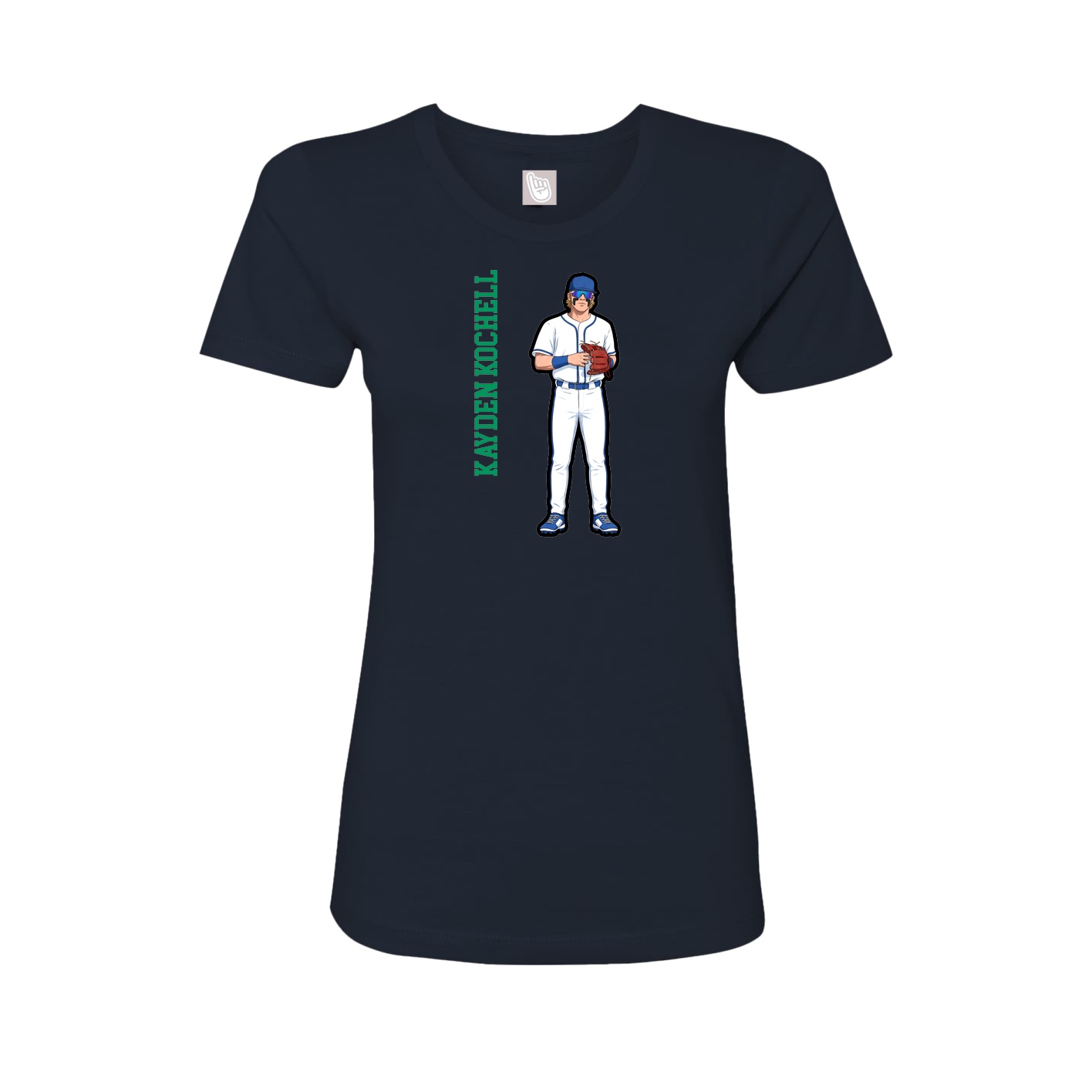 Fitted Women's Tee — Name Vertical in Navy