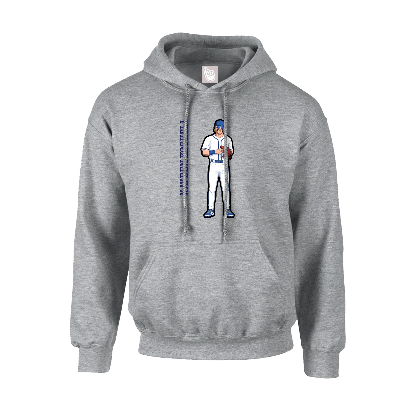 Youth Hoodie — Name Vertical in Grey