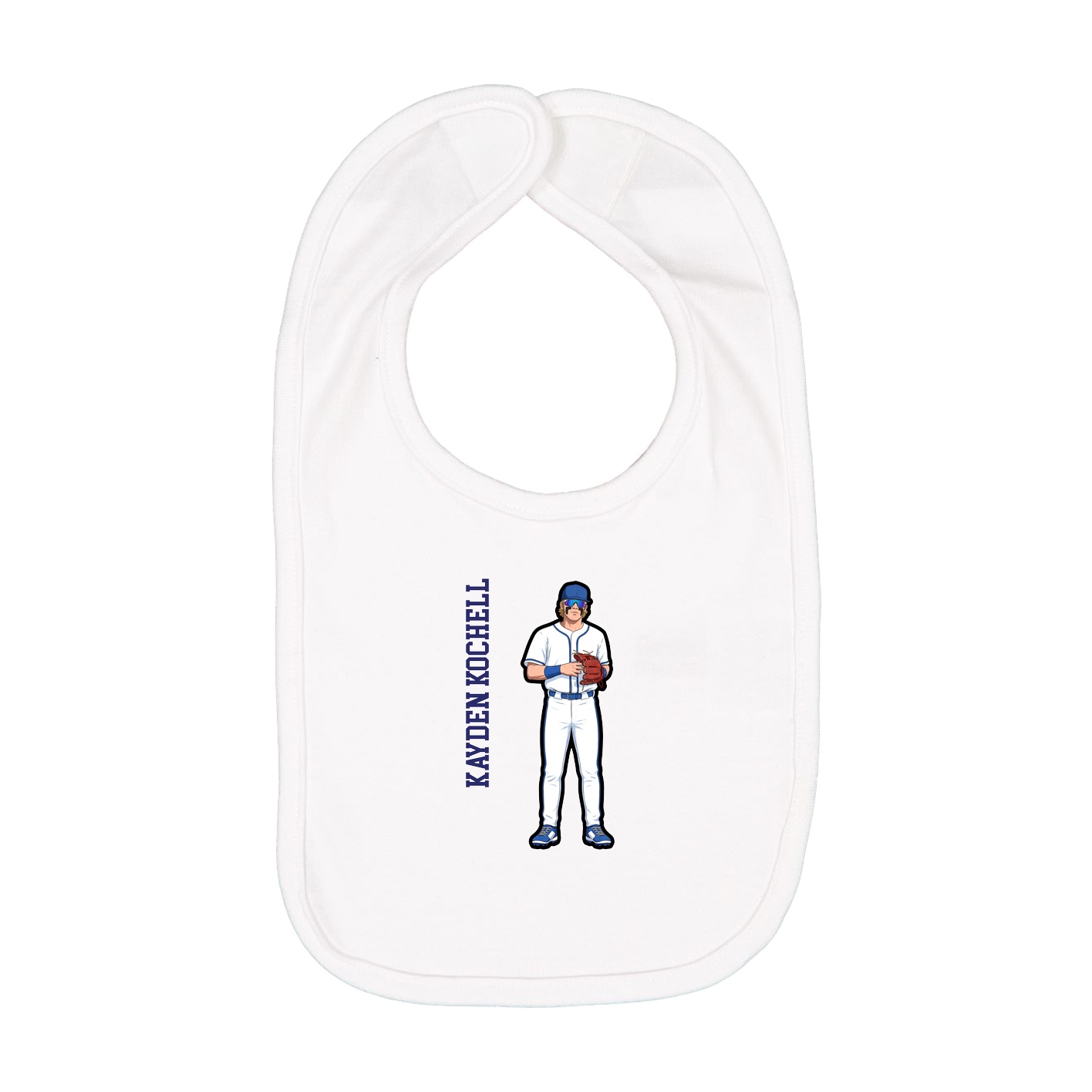 Infant Bib — Name Vertical in White