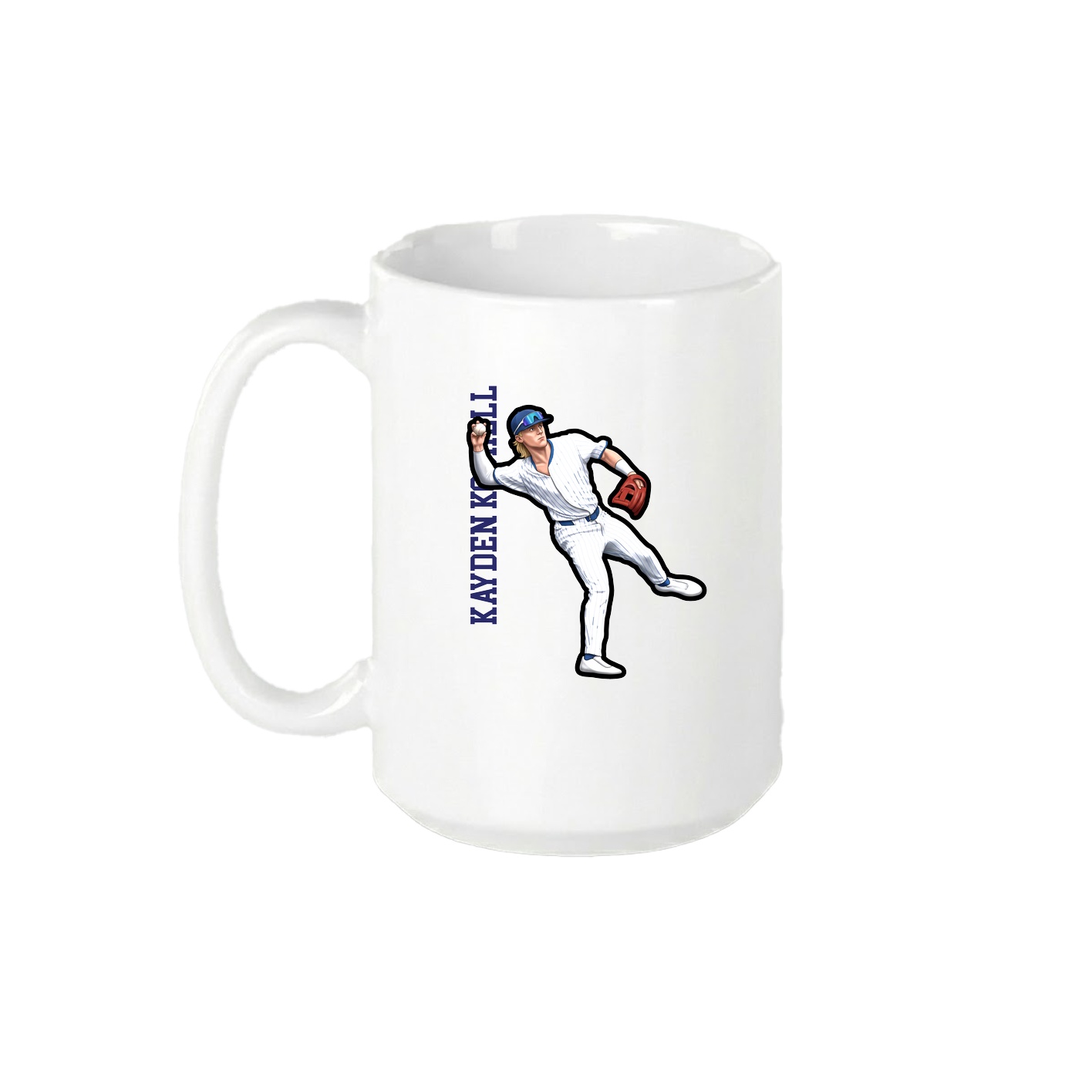 15oz Coffee Mug — Name Vertical in White