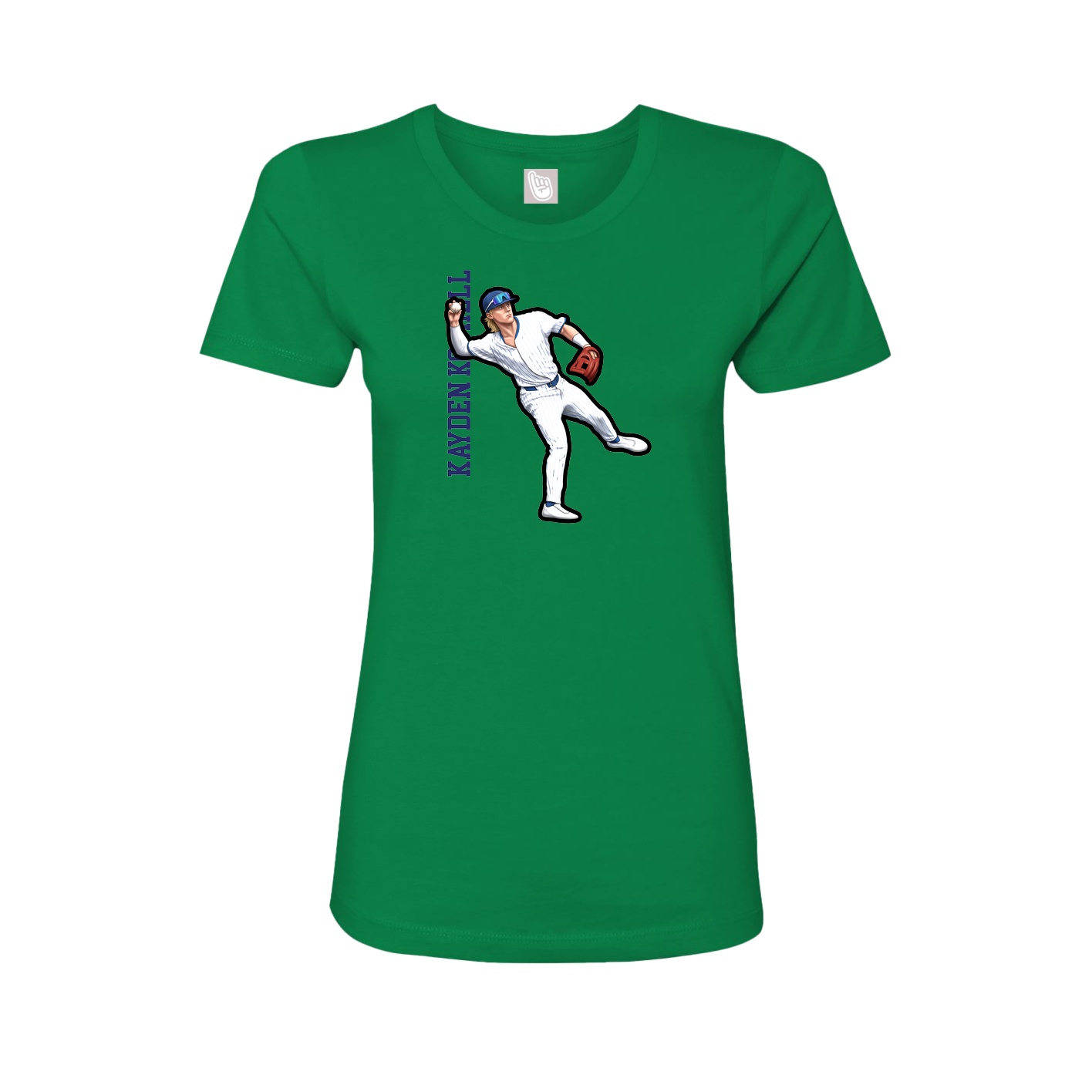Fitted Women's Tee — Name Vertical in Green