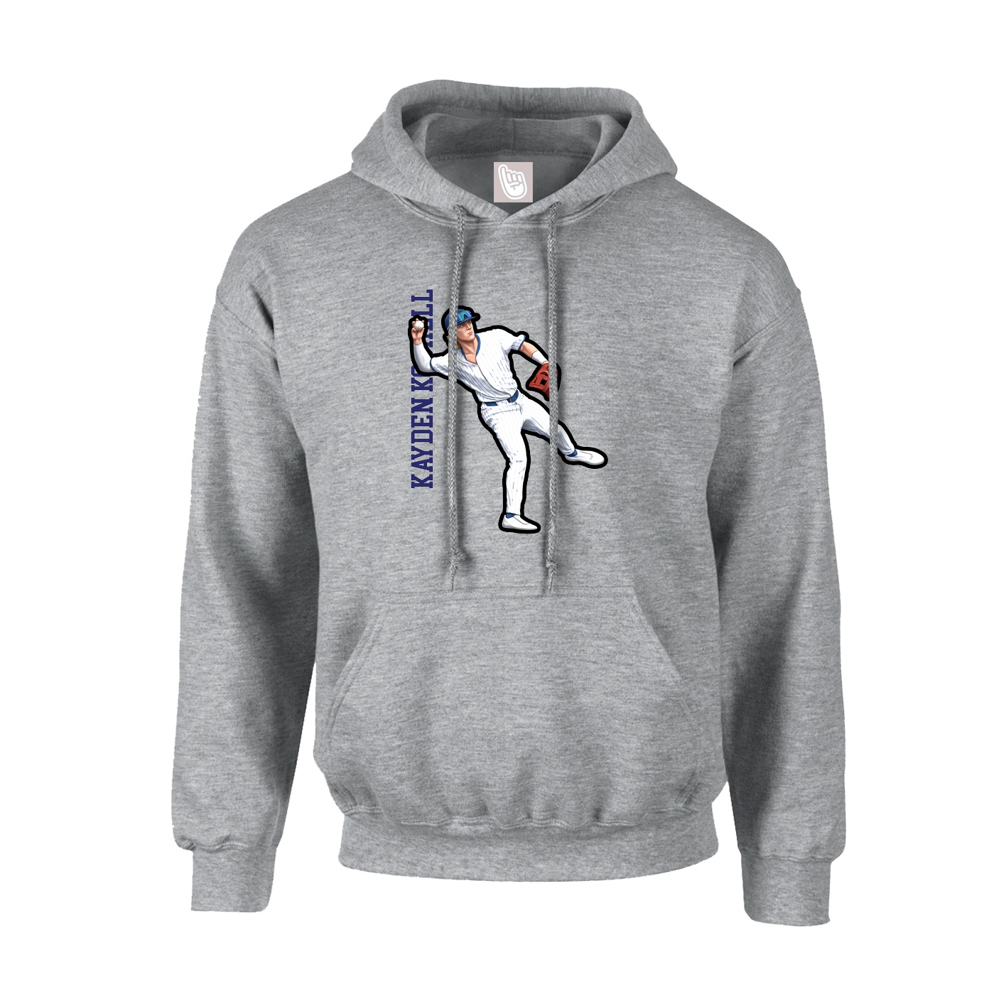 Hoodie — Name Vertical in Grey