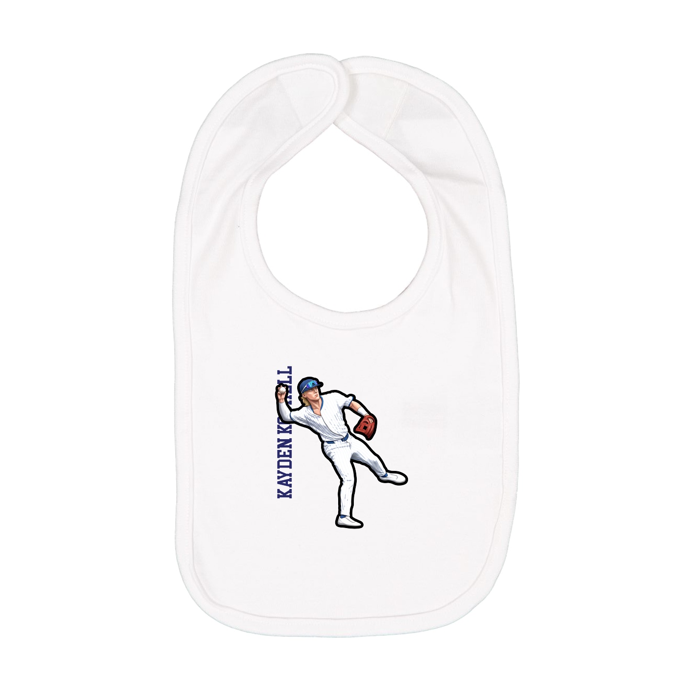 Infant Bib — Name Vertical in White