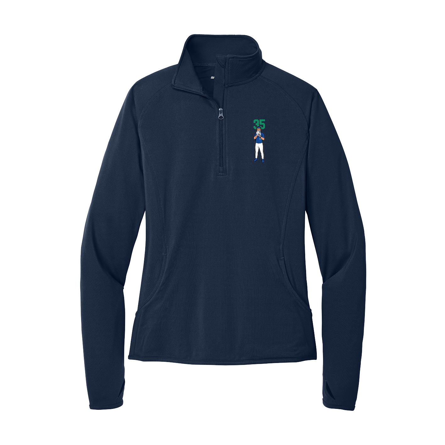 Women's Q-Zip Pullover — Number Top in Navy