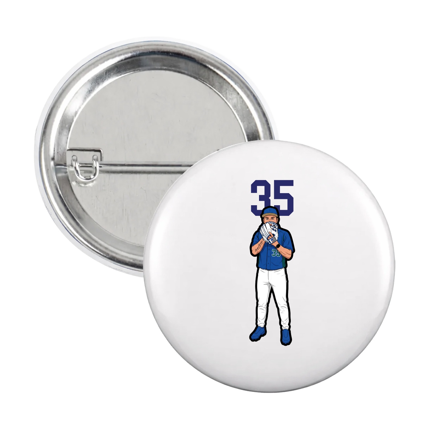 Game Day Button — Number Top in White