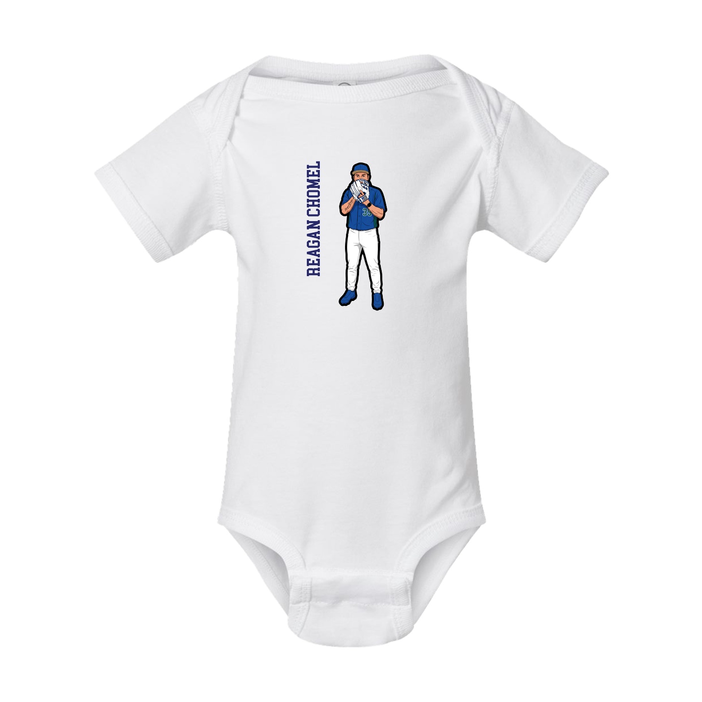 Baby Onesie — Name Vertical in White