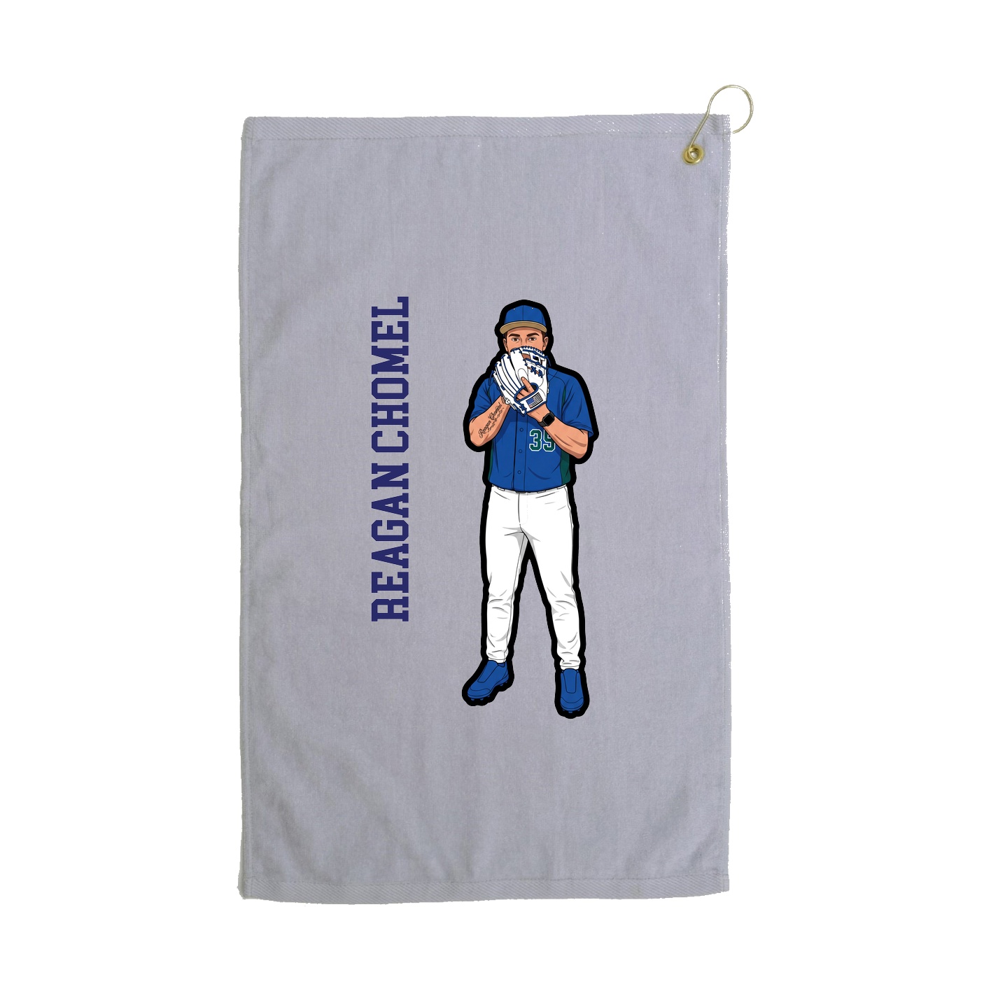 Golf Towel — Name Vertical in Grey