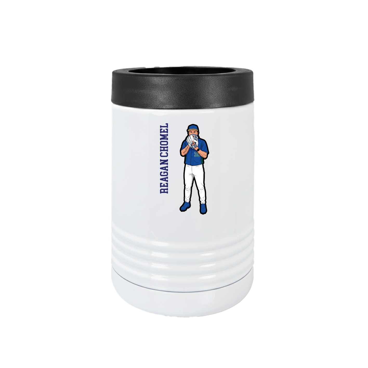Beverage Holder — Name Vertical in White