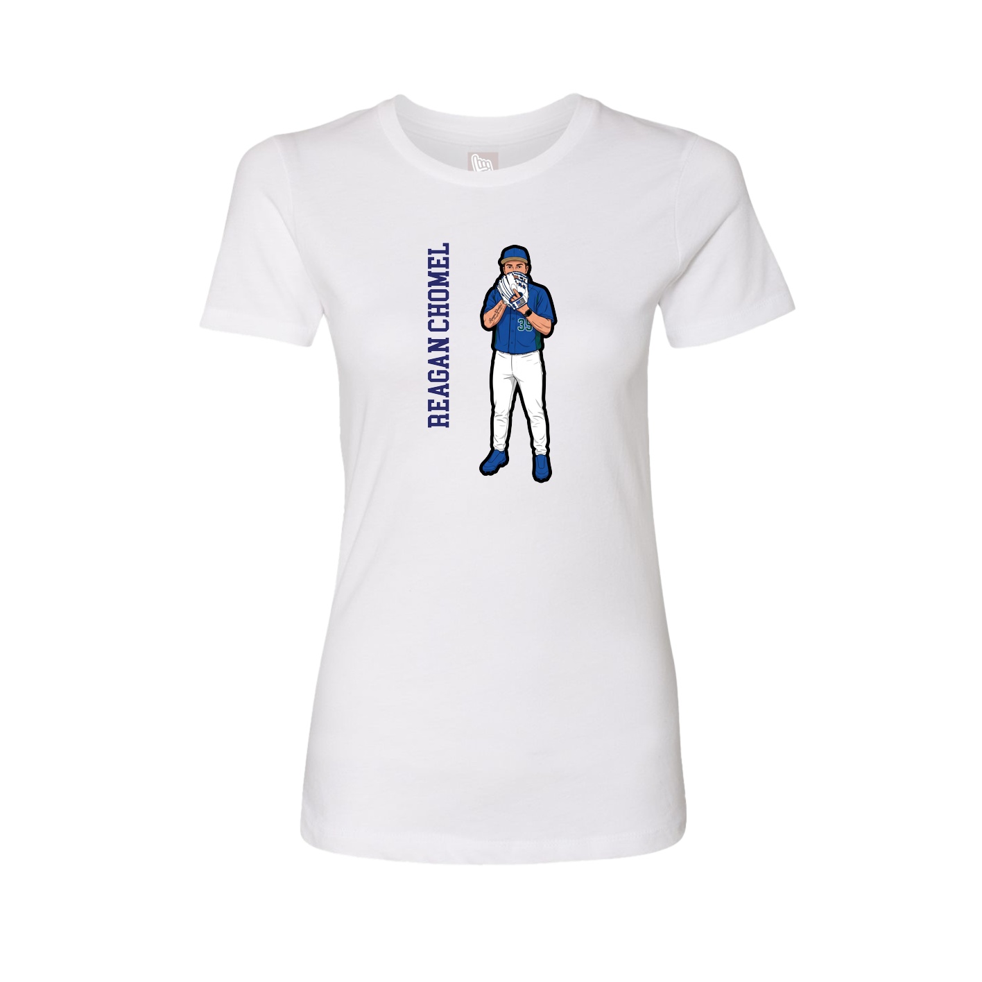 Womens Tee — Name Vertical in White