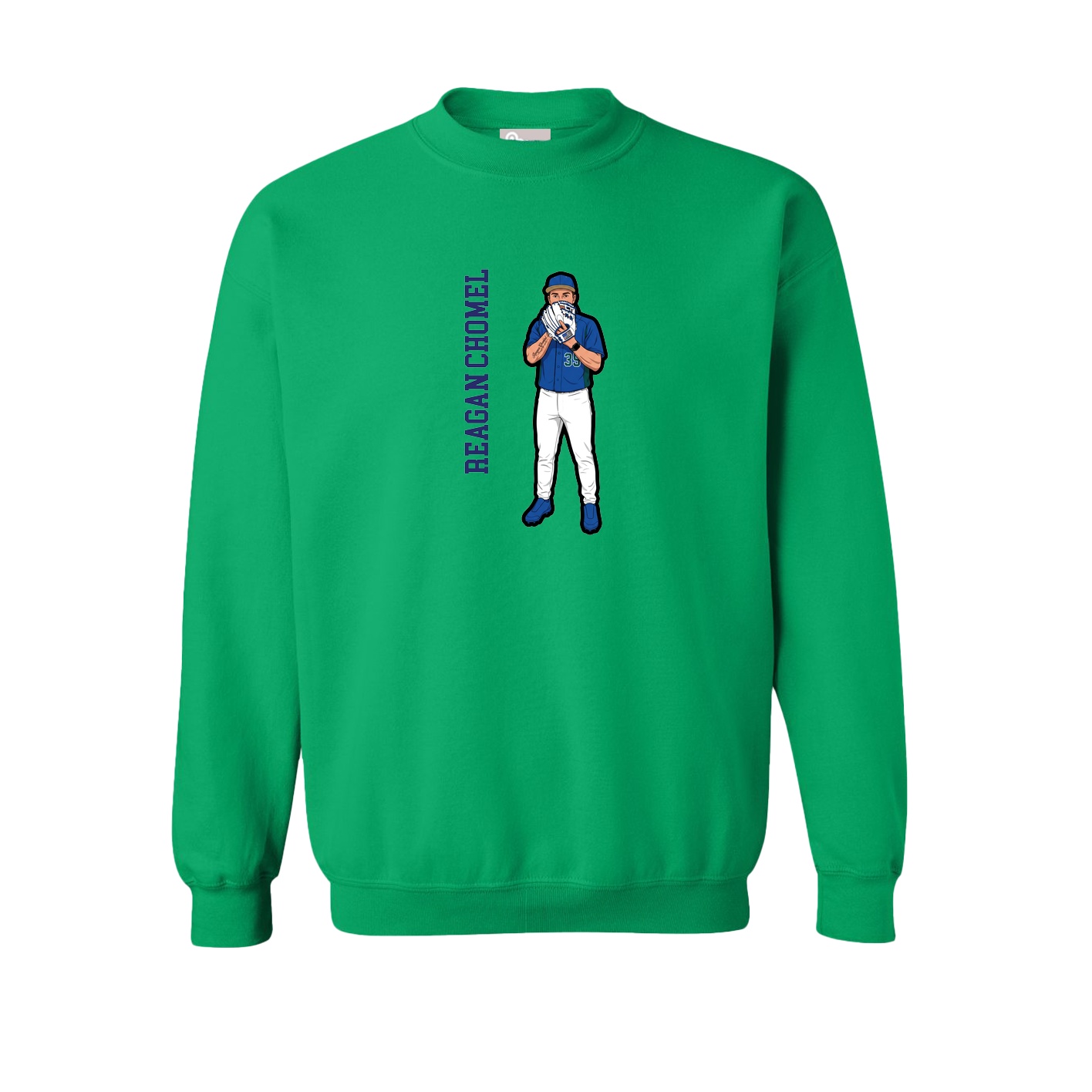 Fleece Crew — Name Vertical in Green