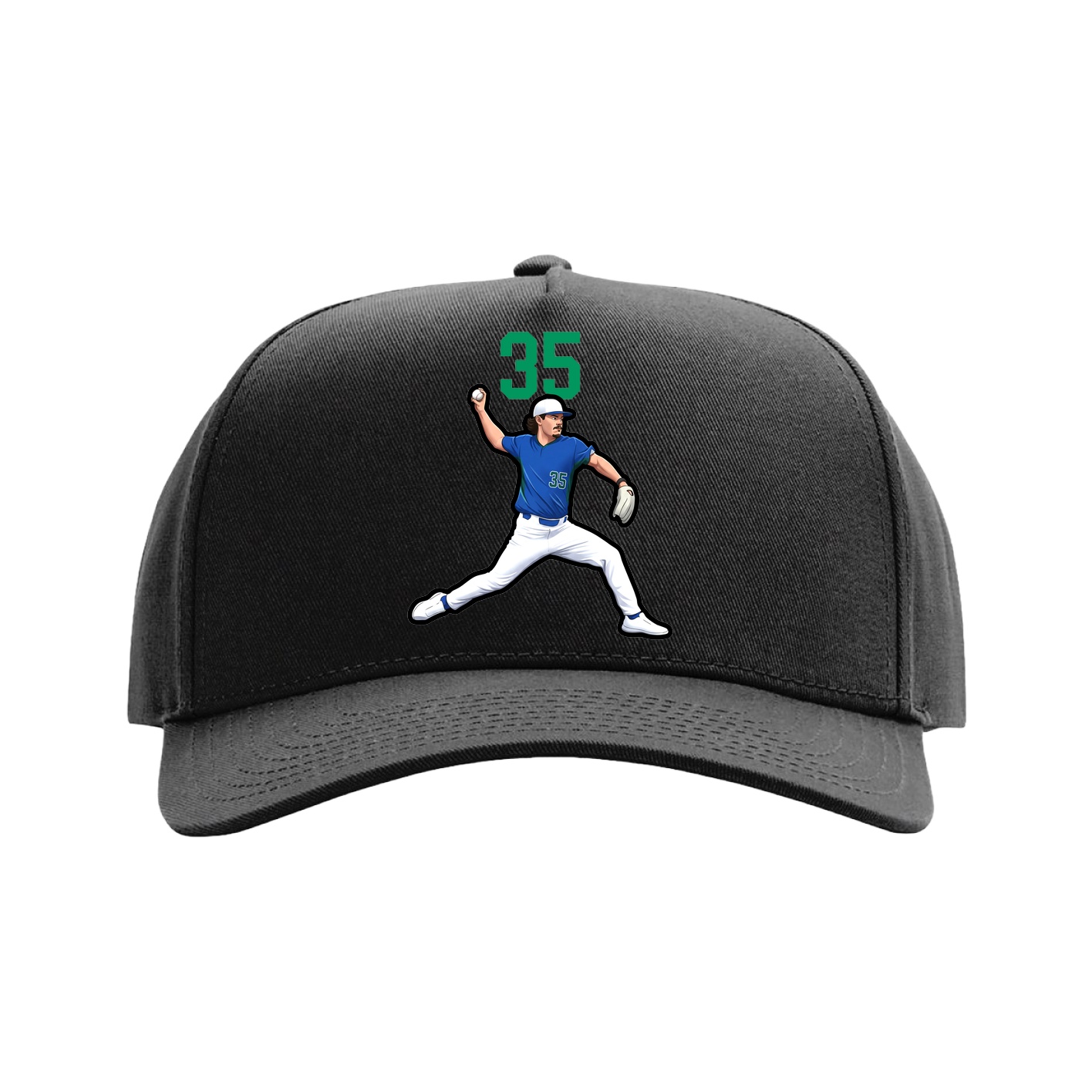 Full Fabric Five-Panel Champ Cap — Number Top in Black