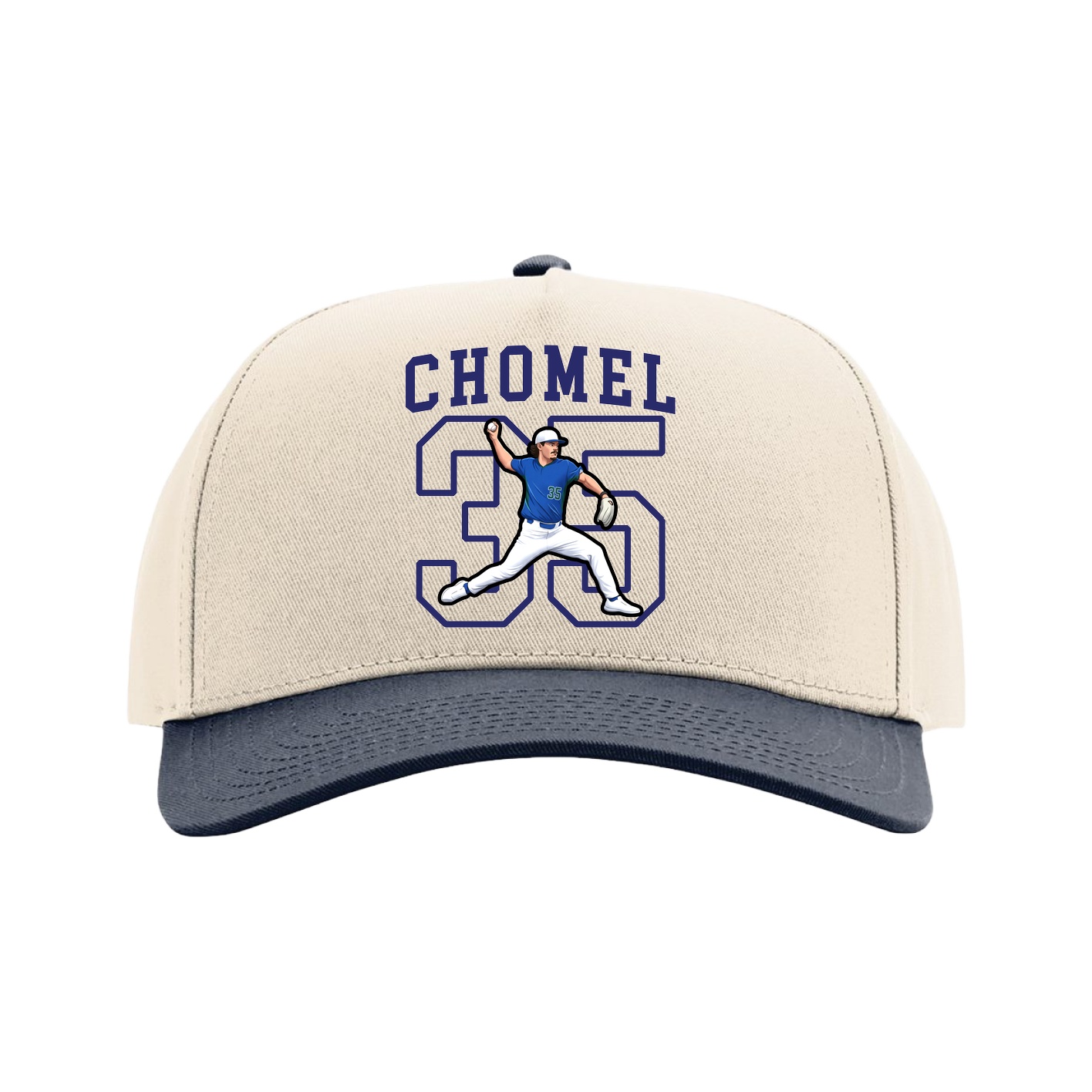 Full Fabric Five-Panel Champ Cap — Shirsey in Cream/Navy