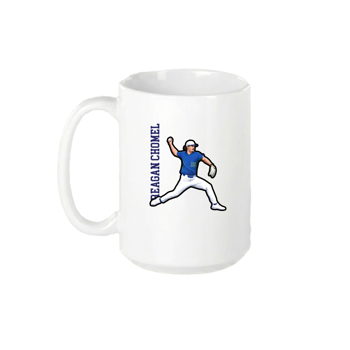 15oz Coffee Mug — Name Vertical in White
