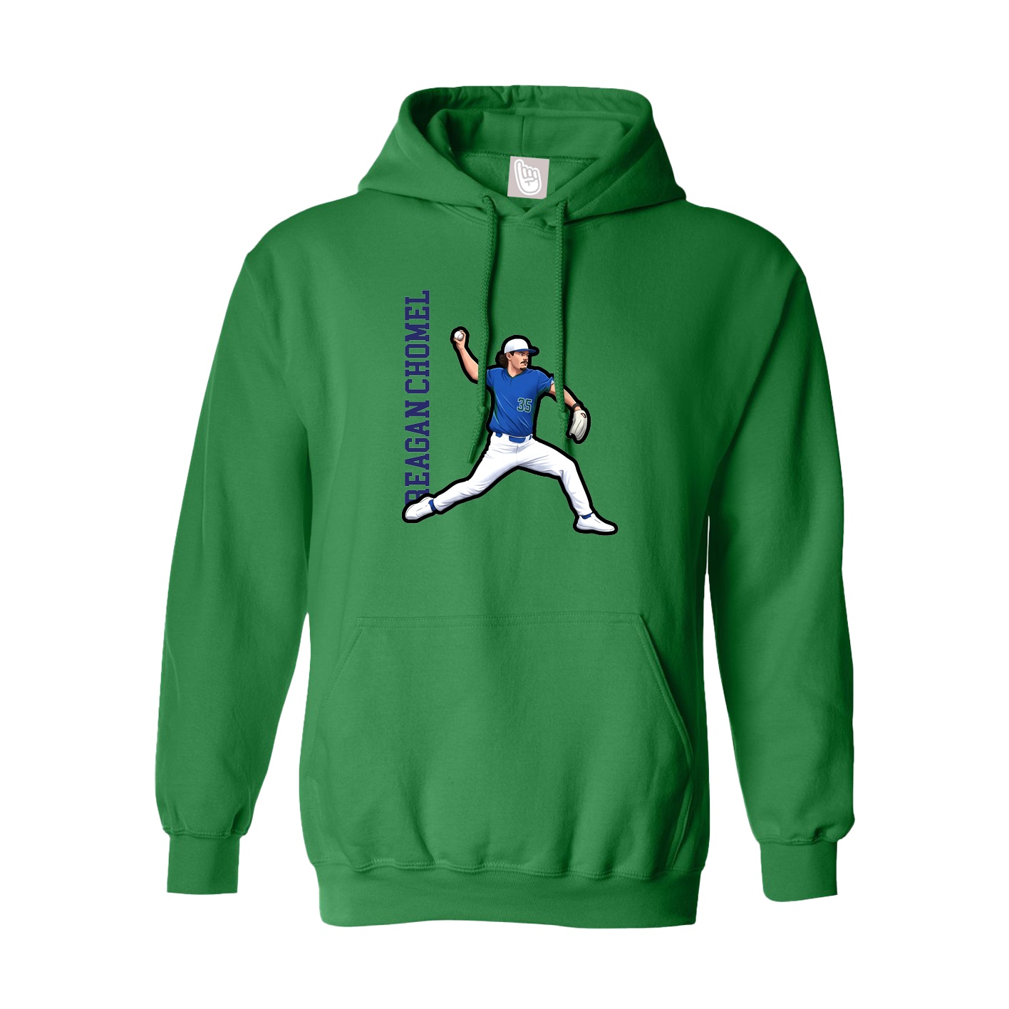 Youth Hoodie — Name Vertical in Green