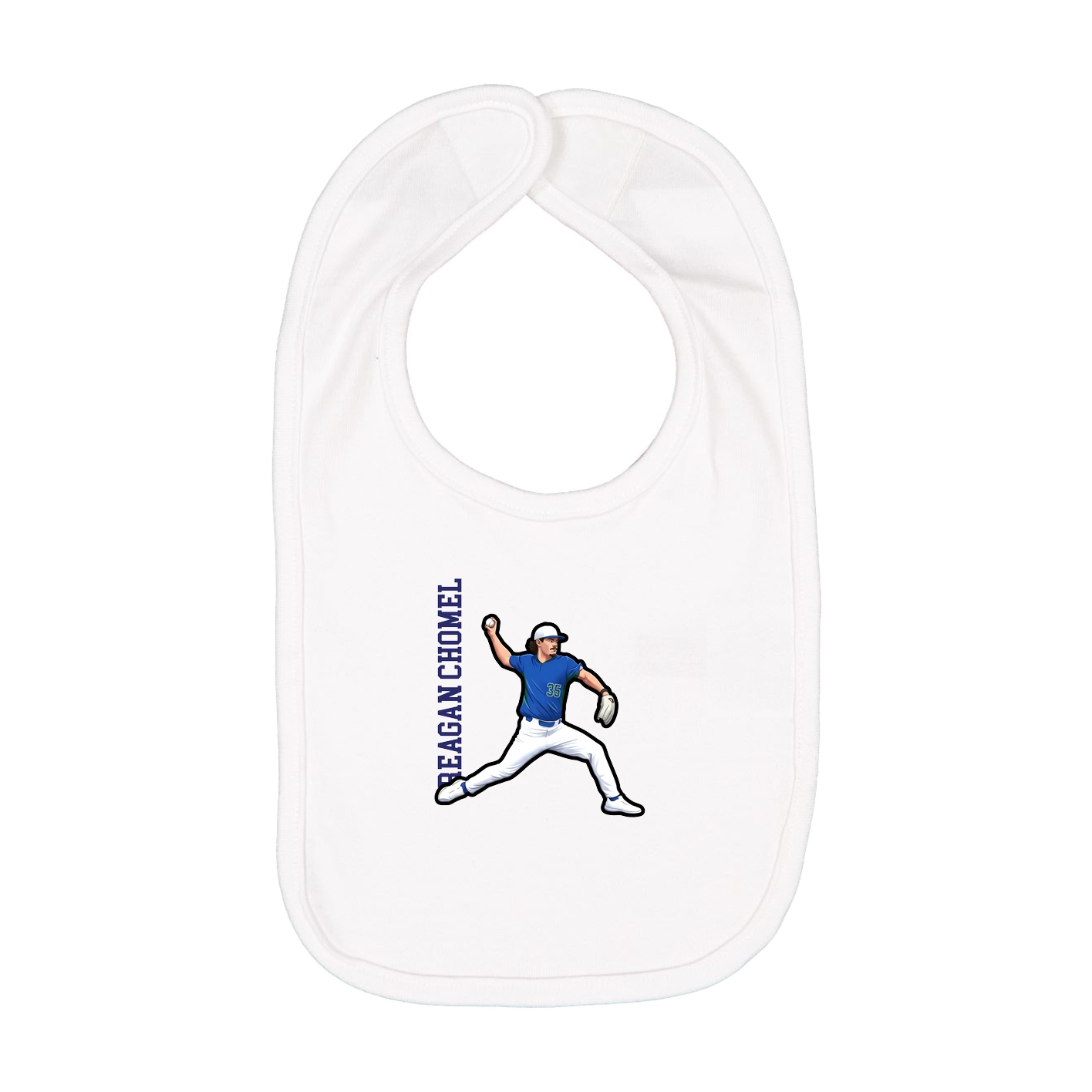Infant Bib — Name Vertical in White