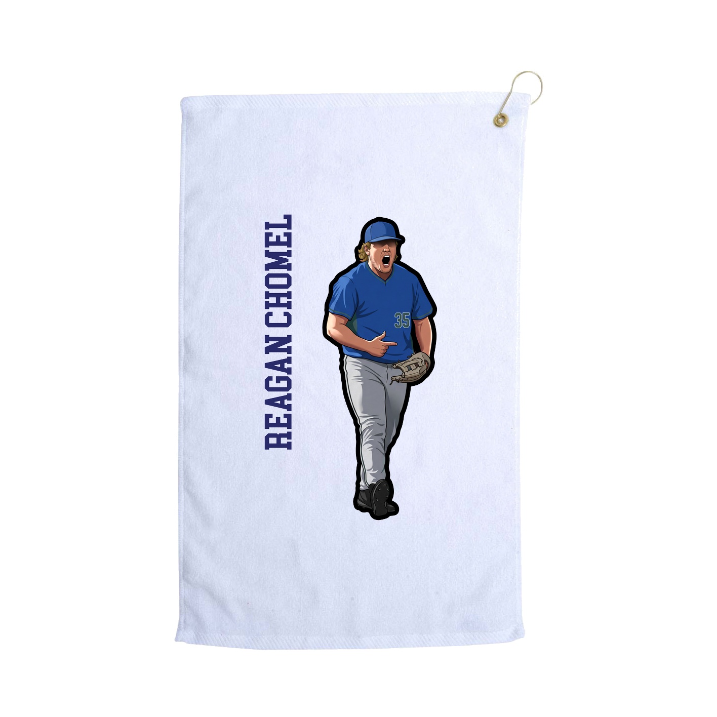 Golf Towel — Name Vertical in White