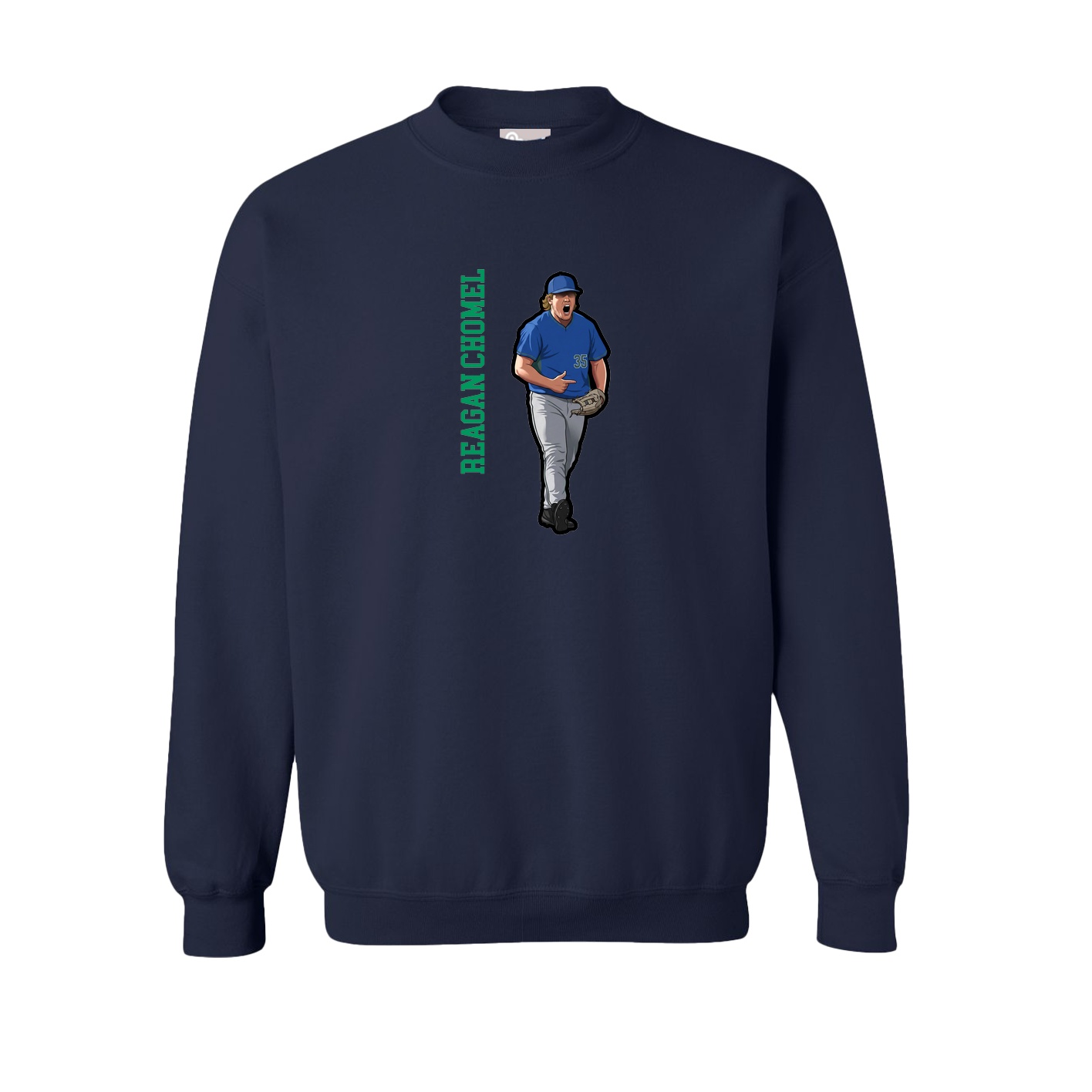 Fleece Crew — Name Vertical in Navy