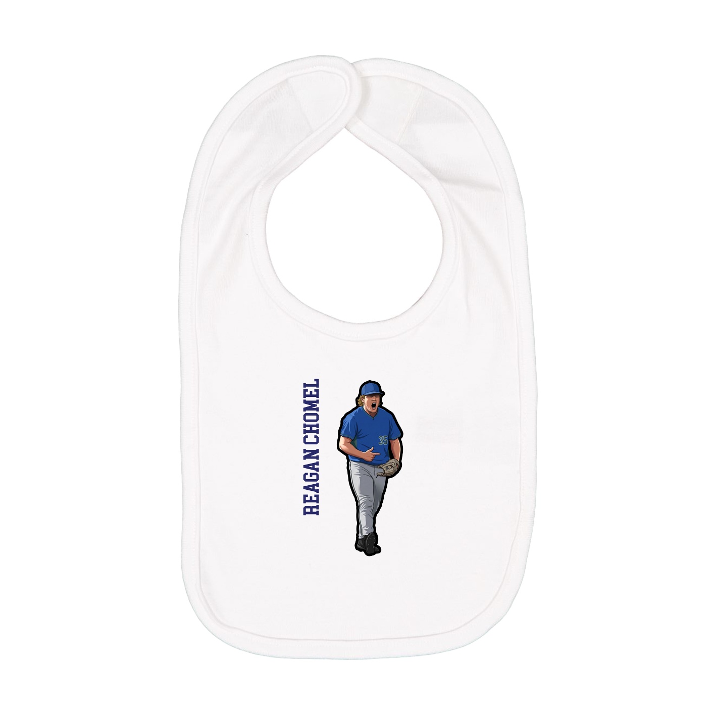 Infant Bib — Name Vertical in White