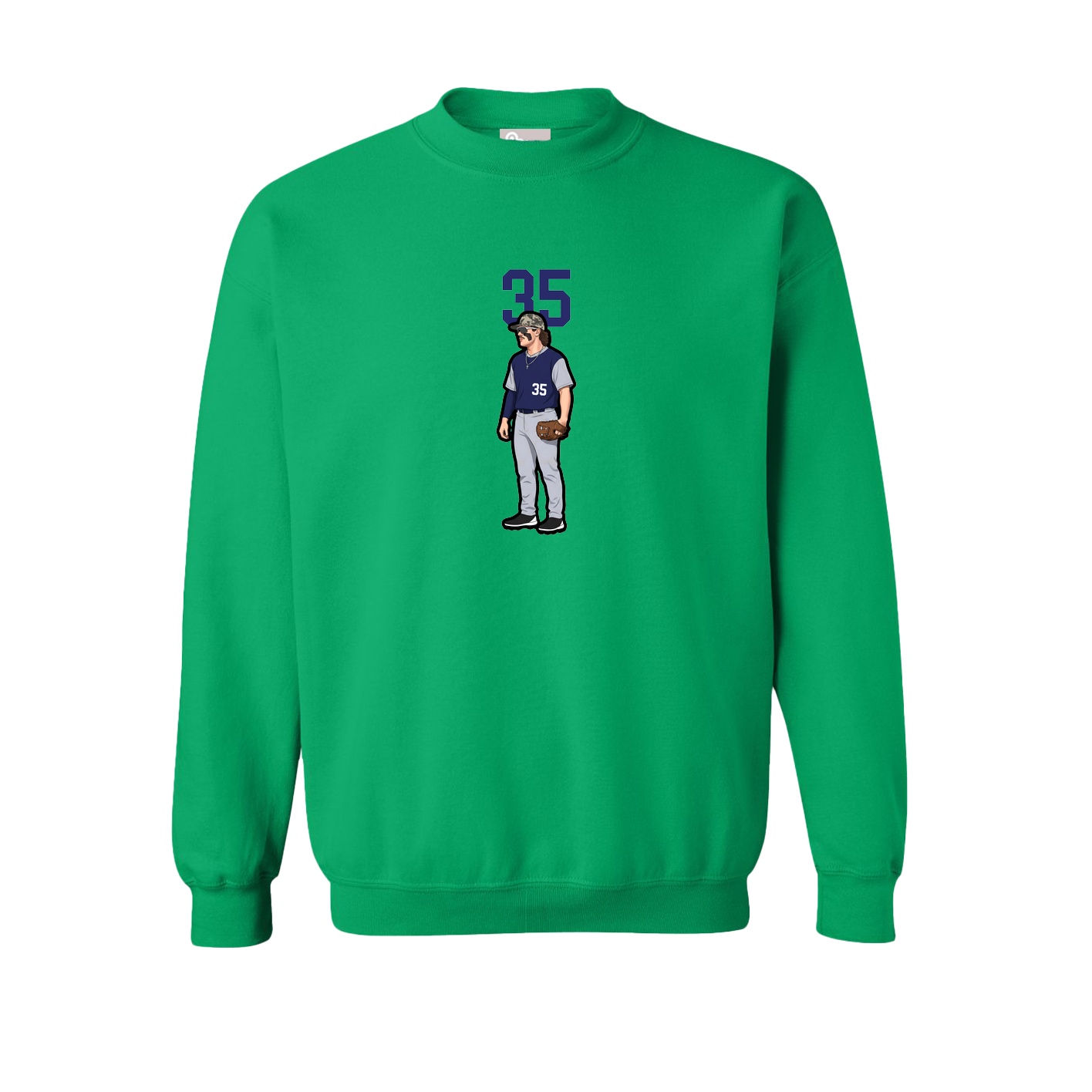 Fleece Crew — Number Top in Green