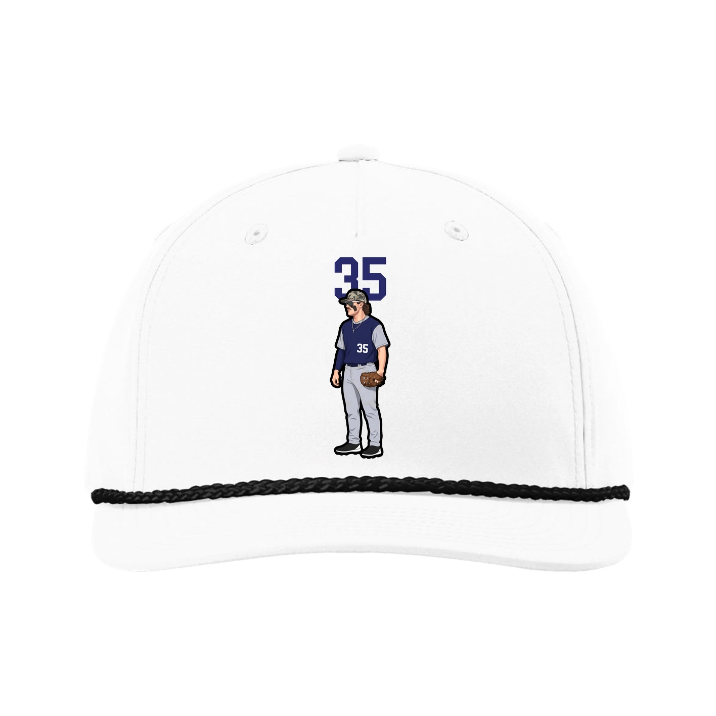 Five-Panel Classic Rope Cap — Number Top in White