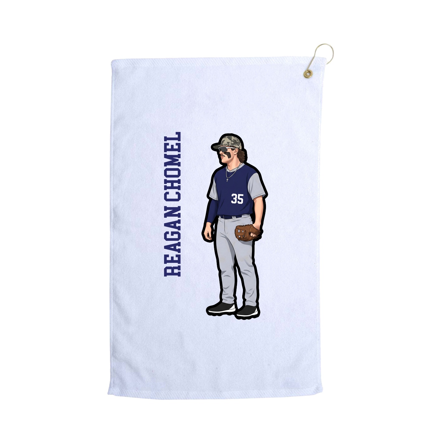 Golf Towel — Name Vertical in White