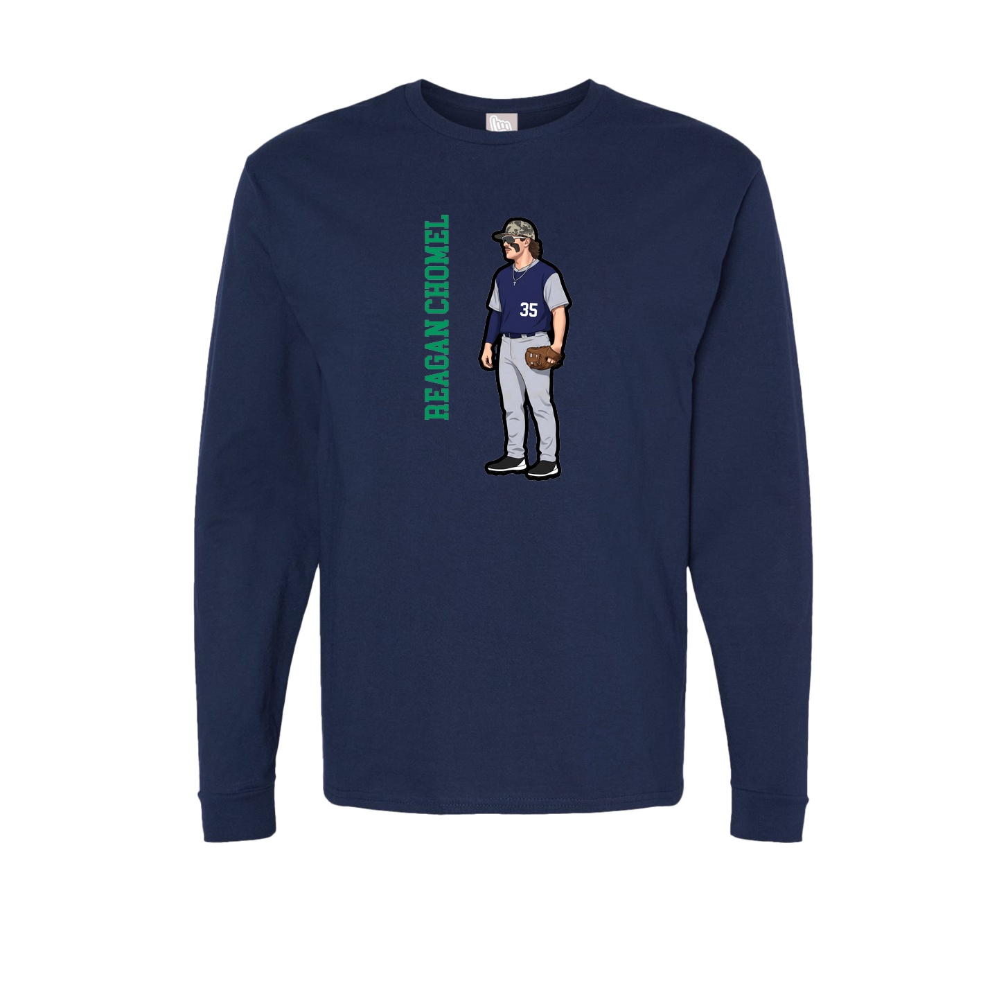 Long Sleeve Tee — Name Vertical in Navy