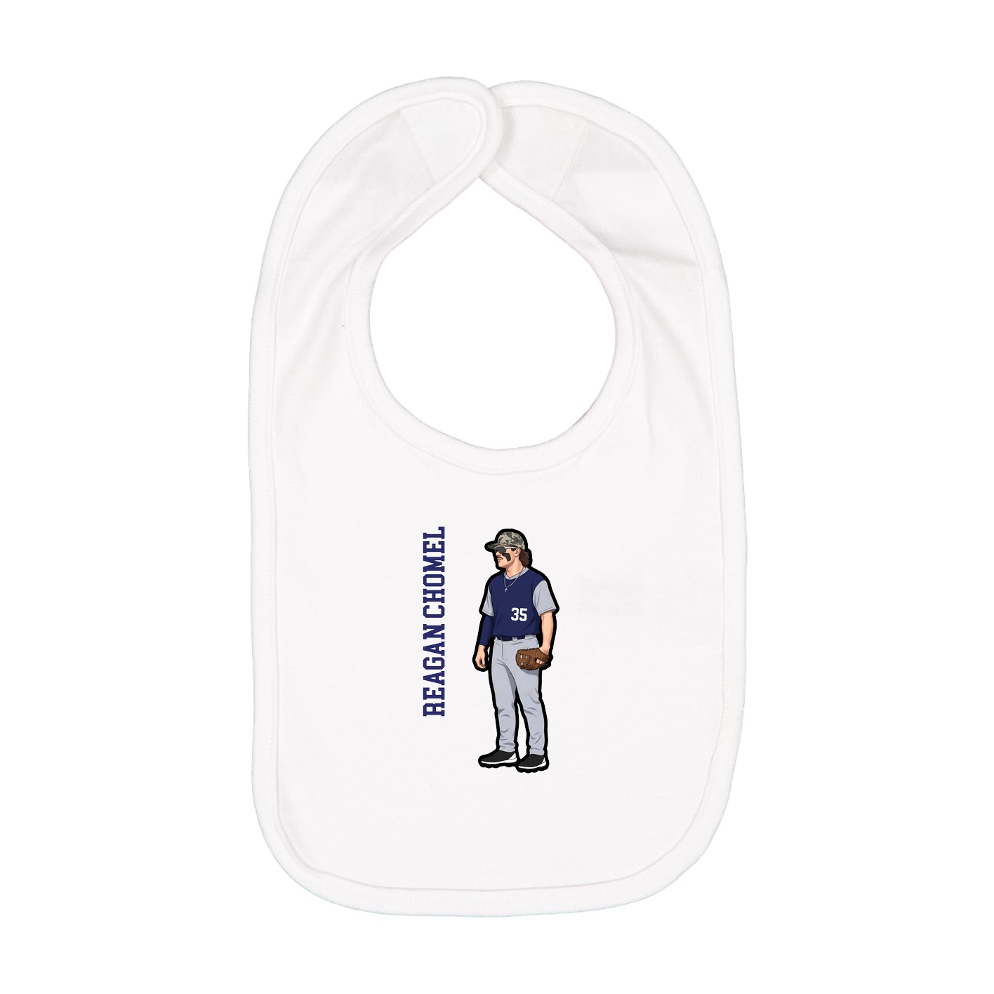 Infant Bib — Name Vertical in White
