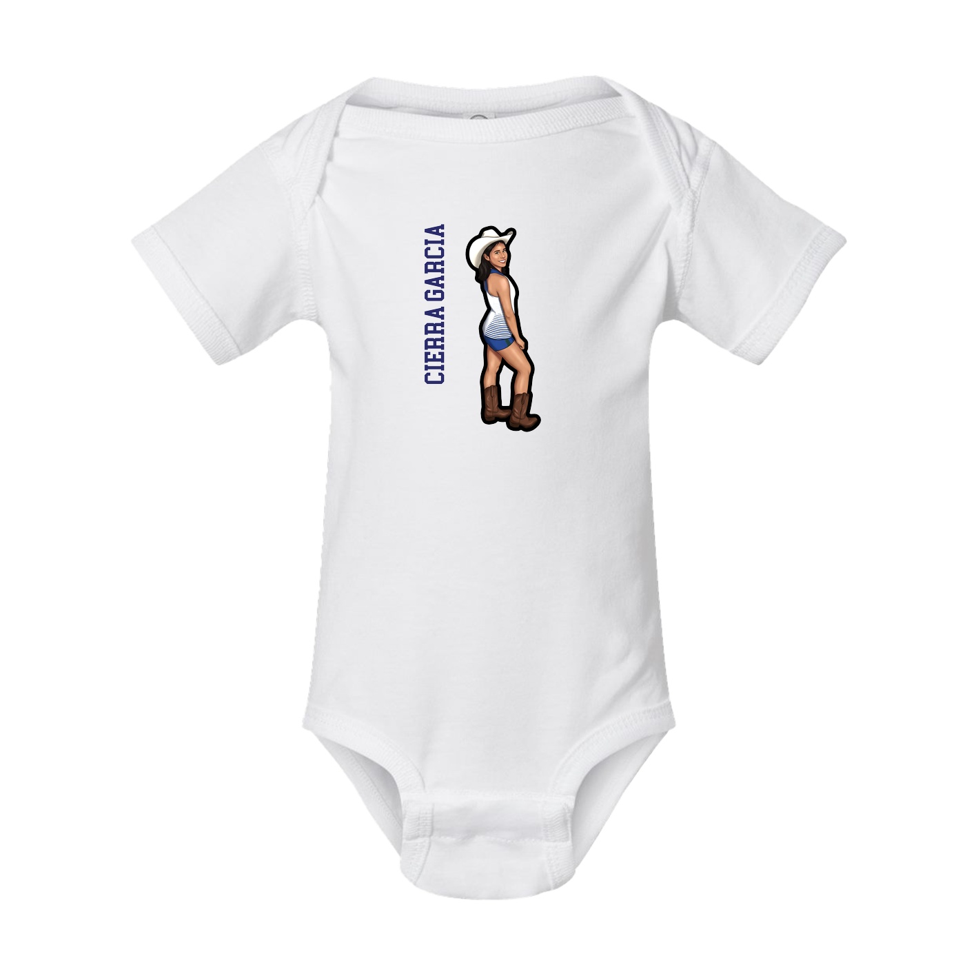 Baby Onesie — Name Vertical in White