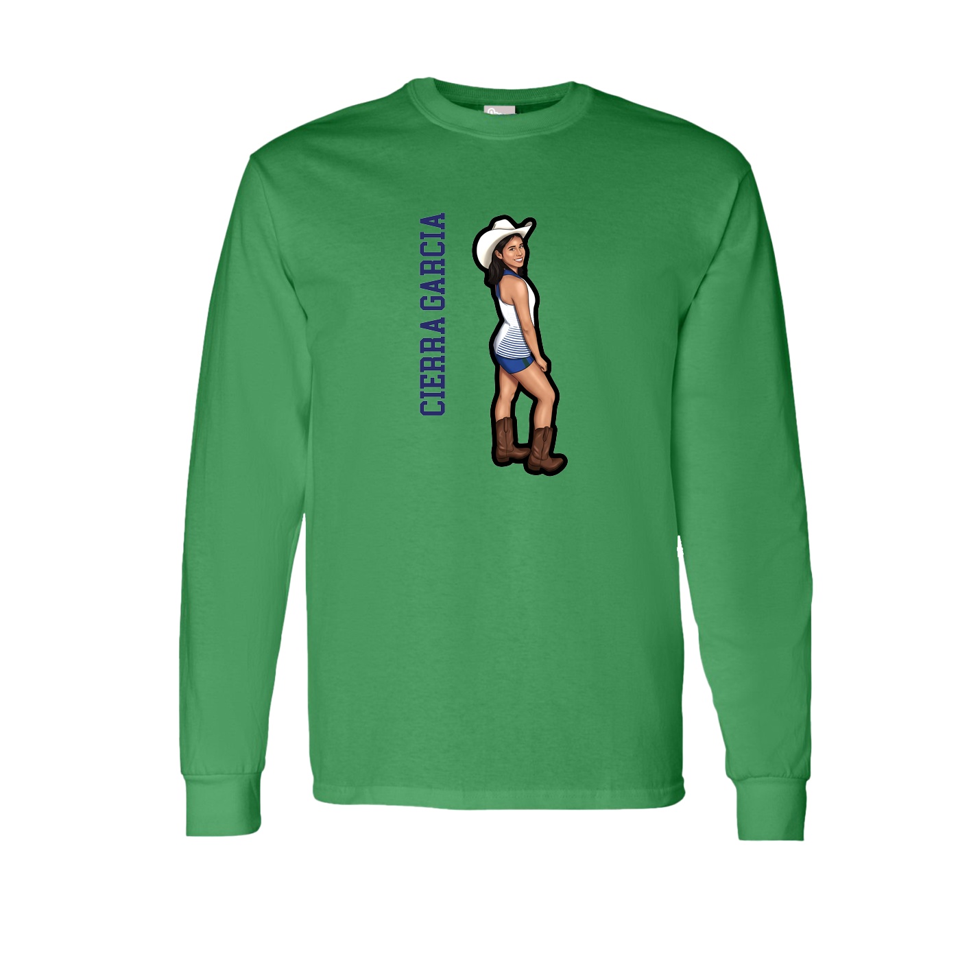 Long Sleeve Tee — Name Vertical in Green