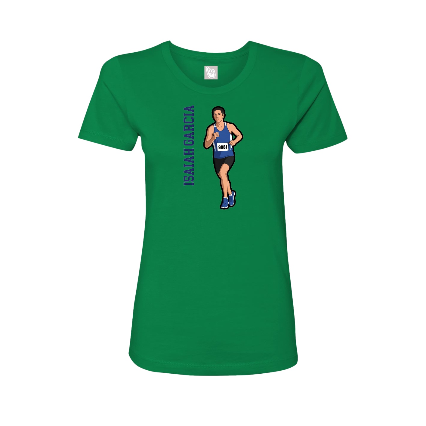 Fitted Women's Tee — Name Vertical in Green