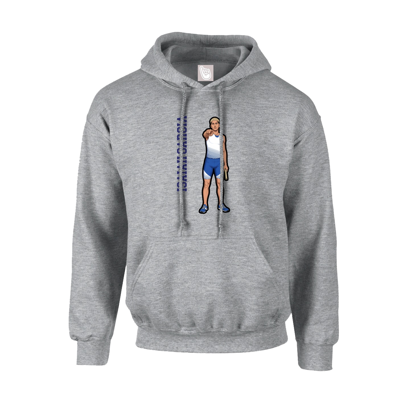 Youth Hoodie — Name Vertical in Grey
