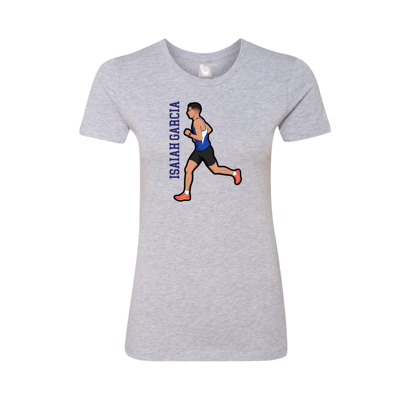 Fitted Women's Tee — Name Vertical in Grey