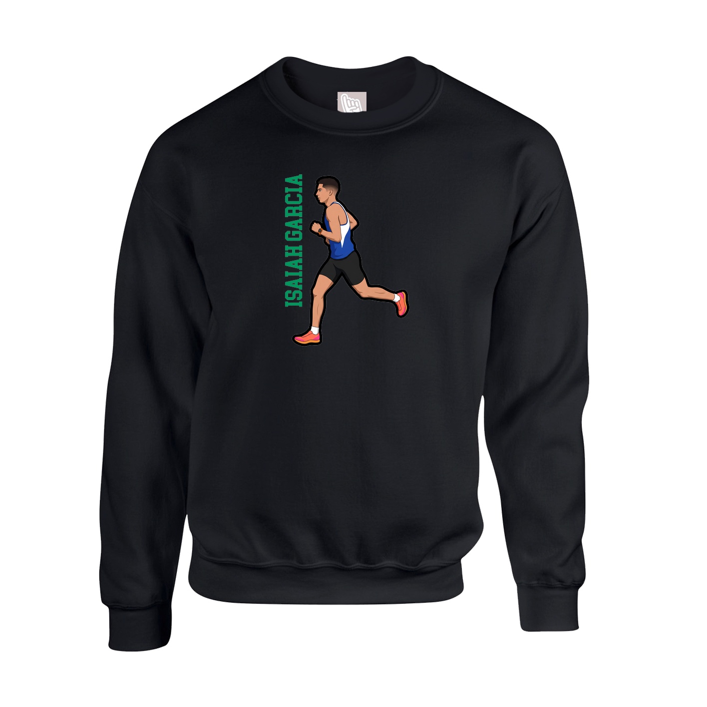 Fleece Crew — Name Vertical in Black