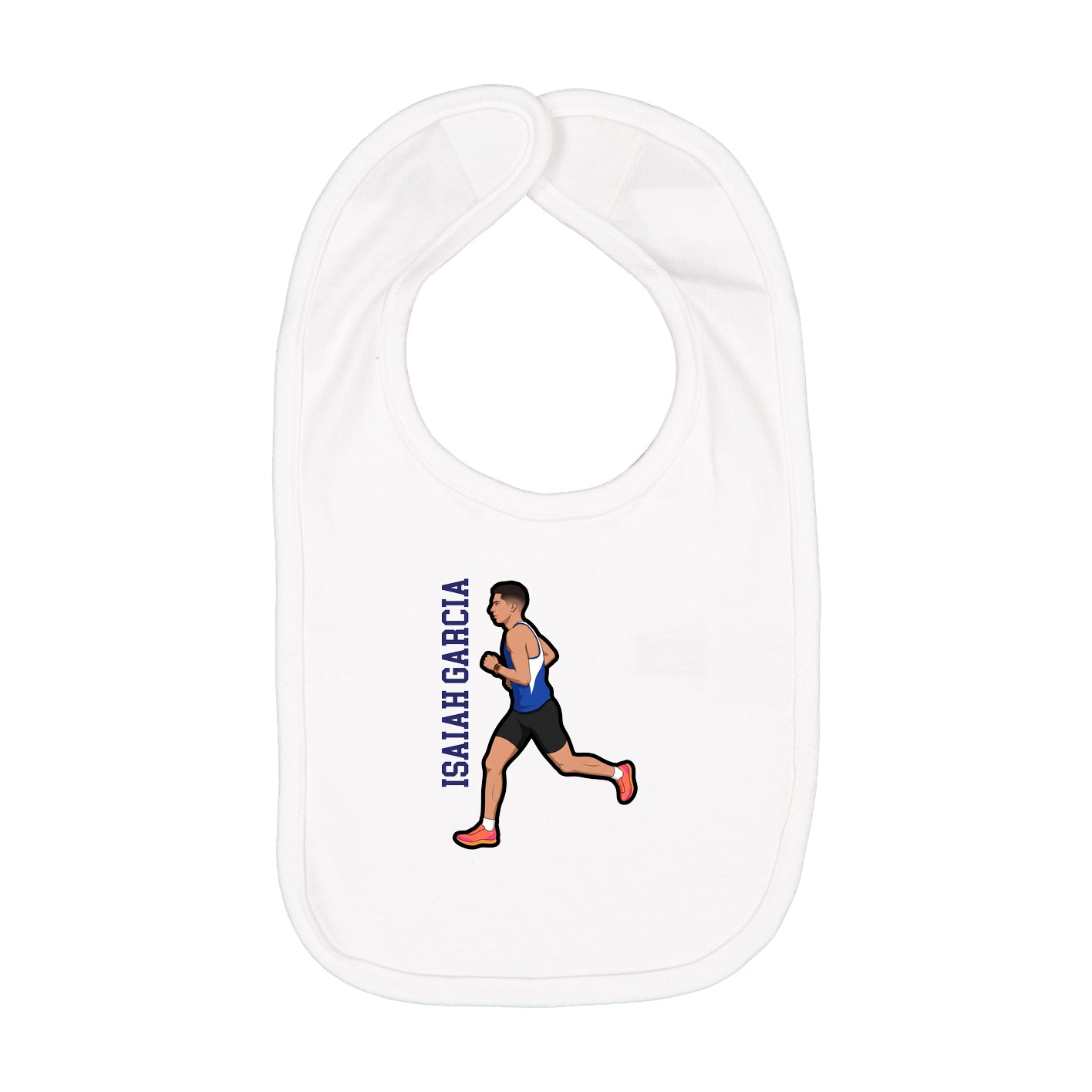 Infant Bib — Name Vertical in White