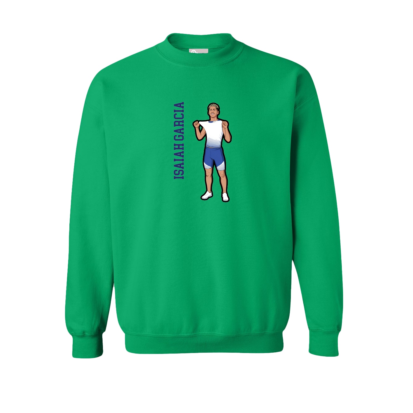 Fleece Crew — Name Vertical in Green