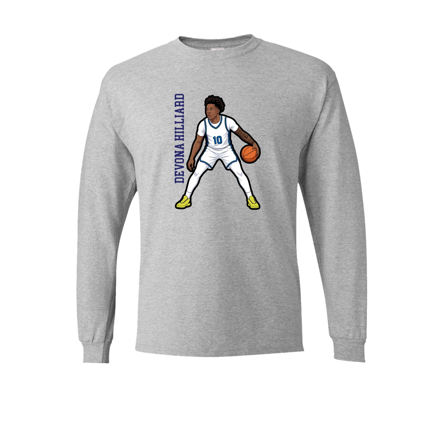 Long Sleeve Tee — Name Vertical in Grey