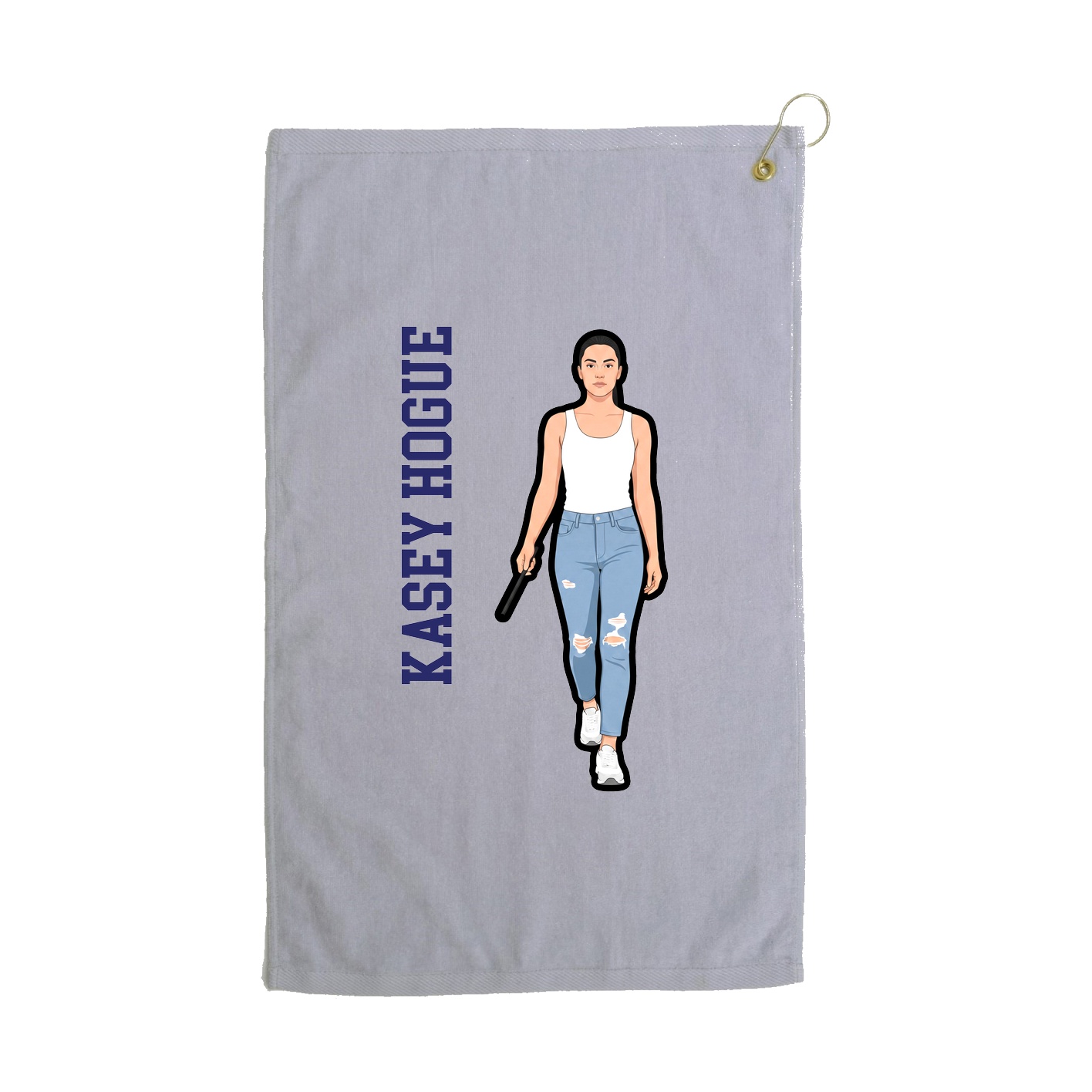 Golf Towel — Name Vertical in Grey