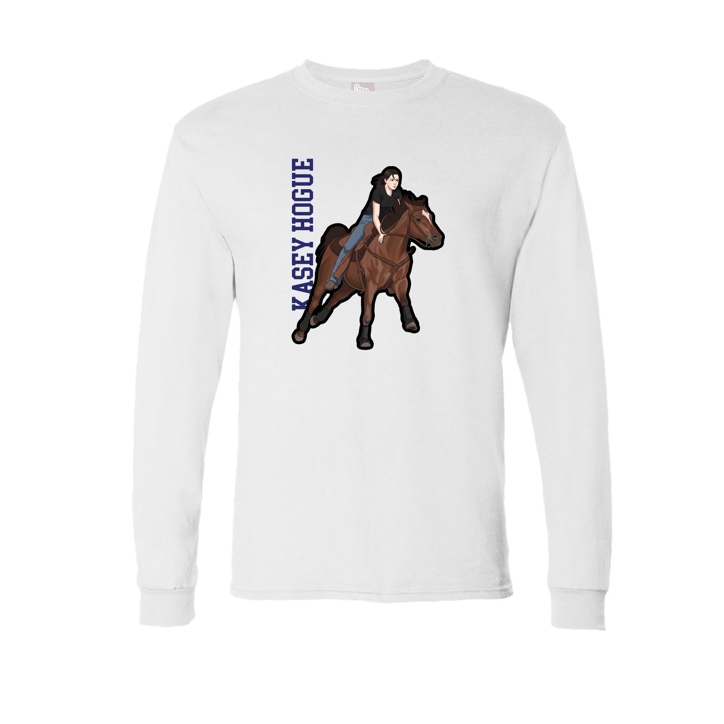 Long Sleeve Tee — Name Vertical in White