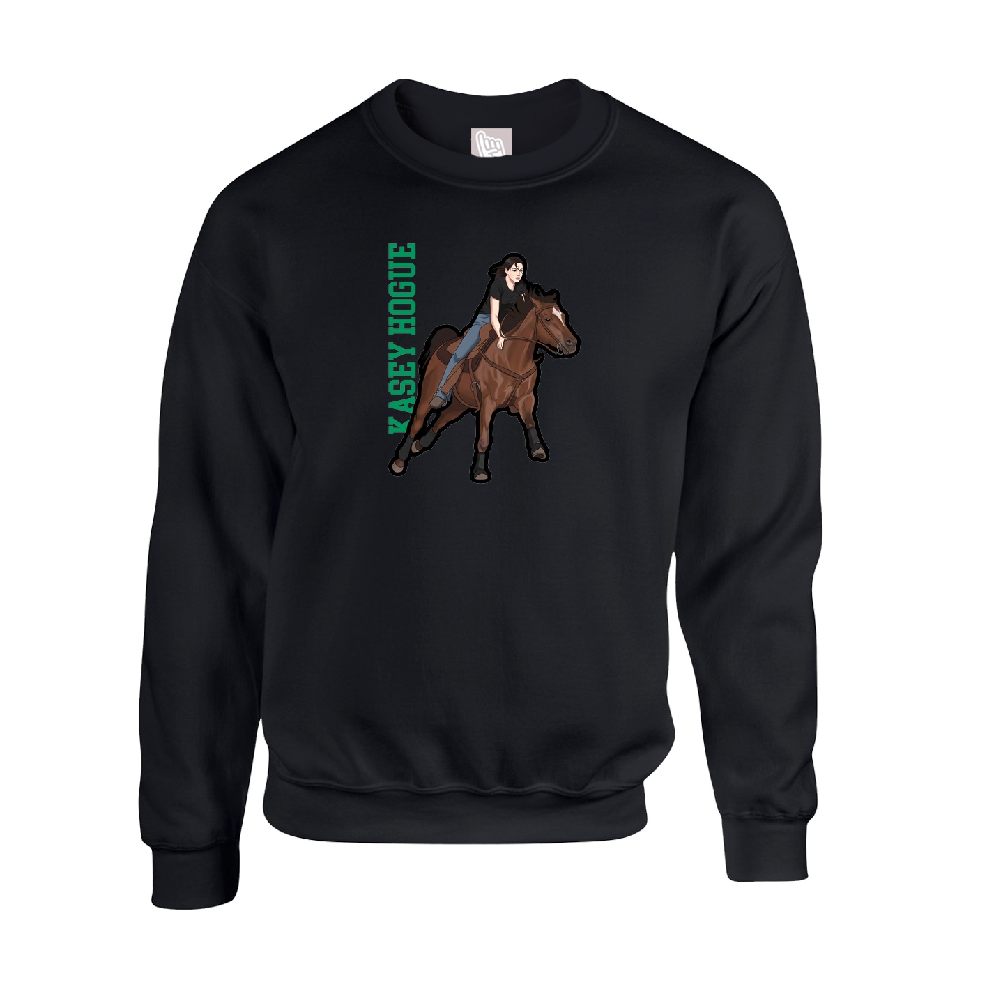 Fleece Crew — Name Vertical in Black