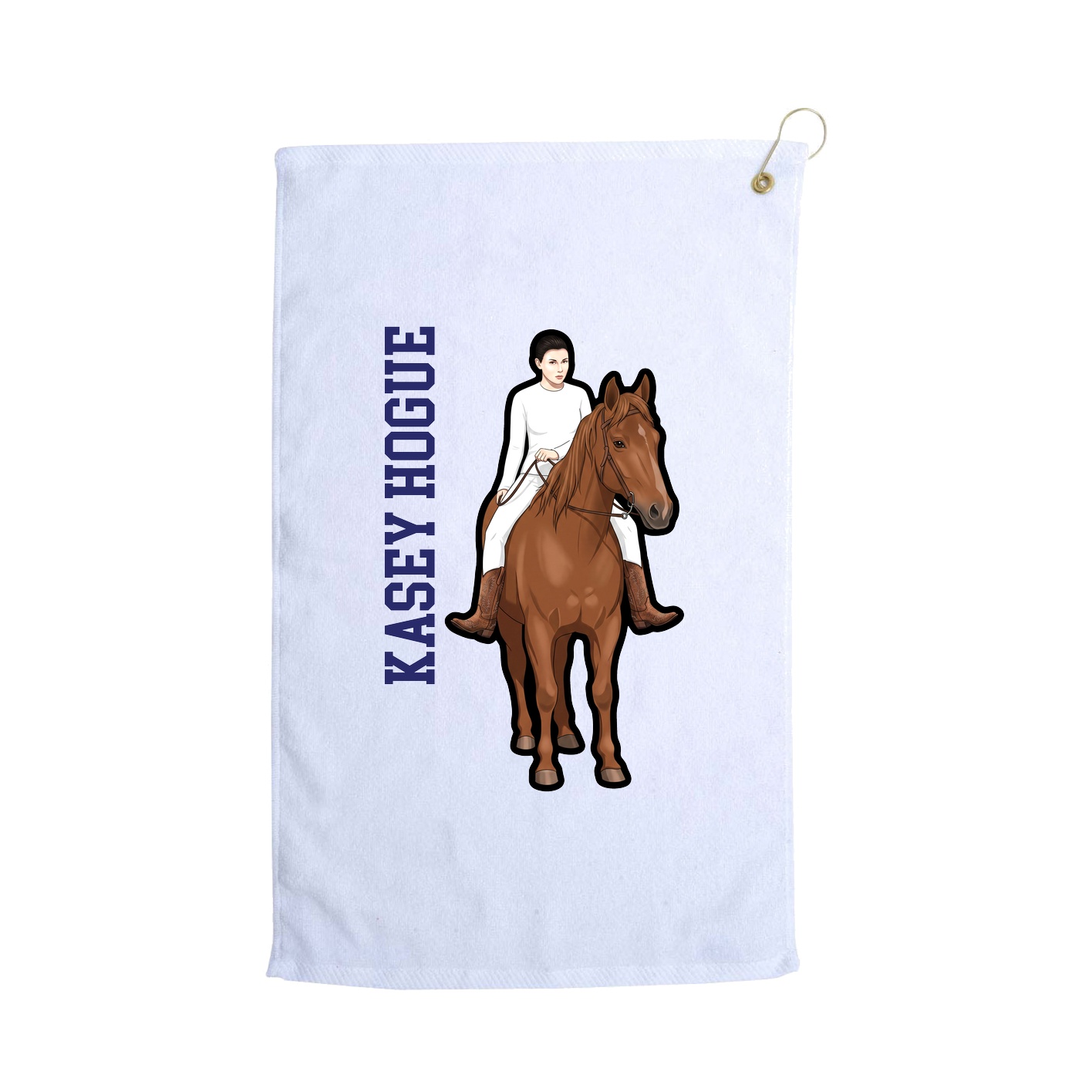 Golf Towel — Name Vertical in White