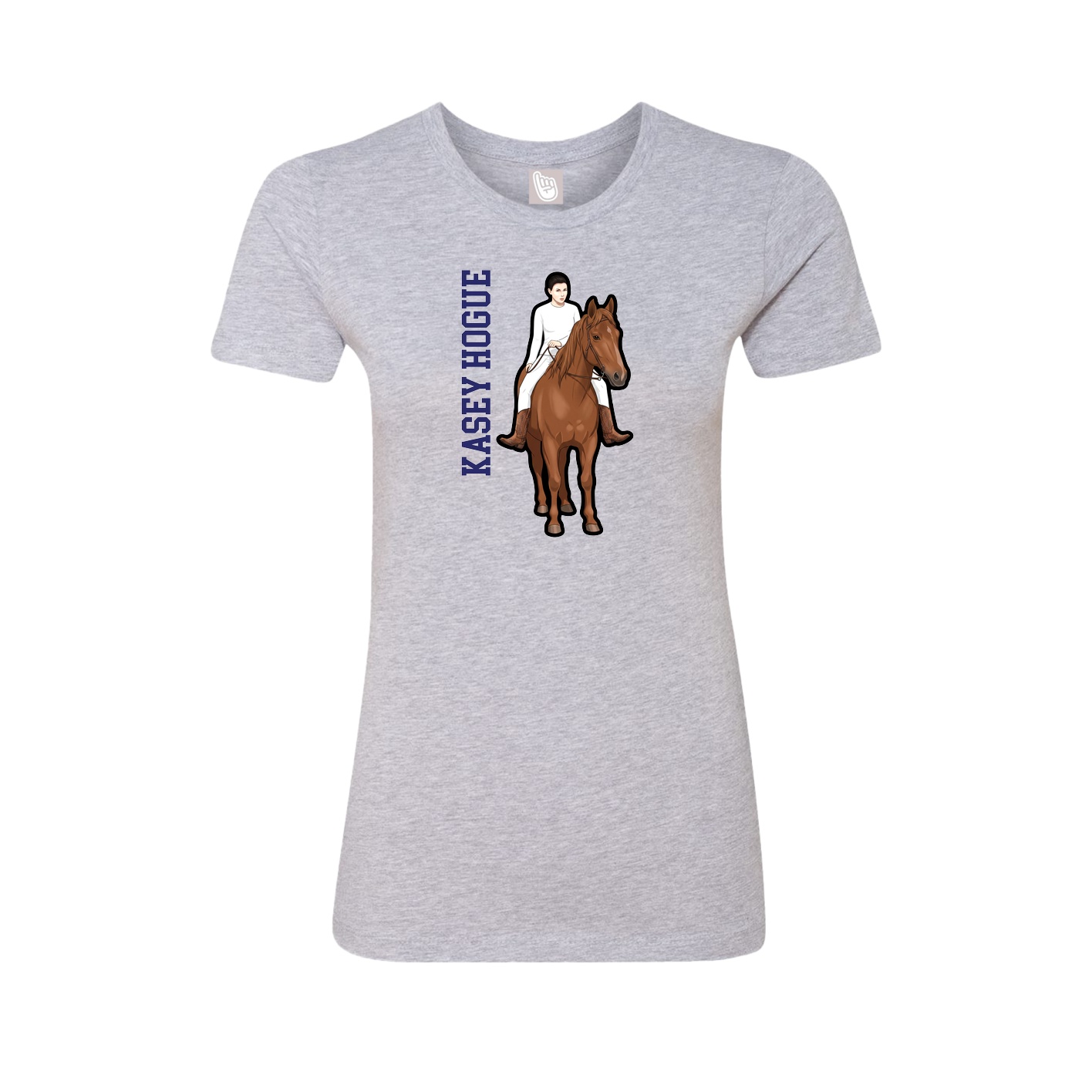 Fitted Women's Tee — Name Vertical in Grey