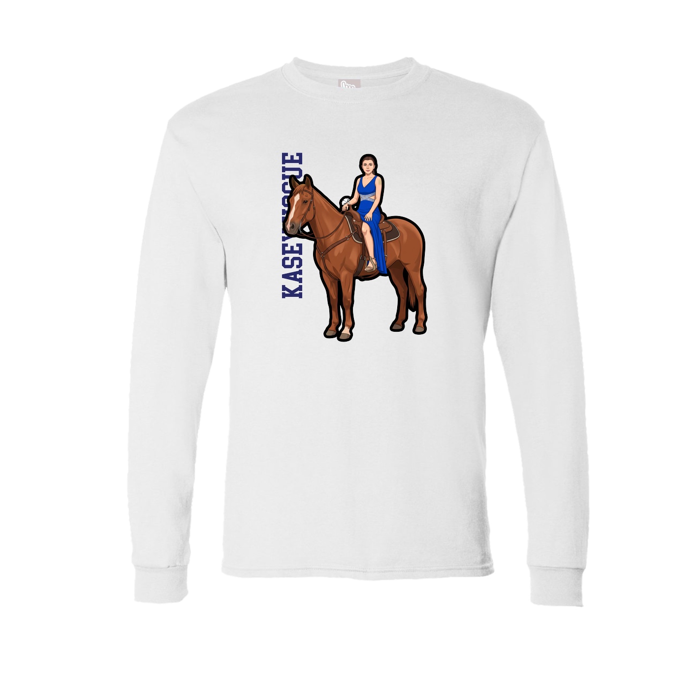 Long Sleeve Tee — Name Vertical in White